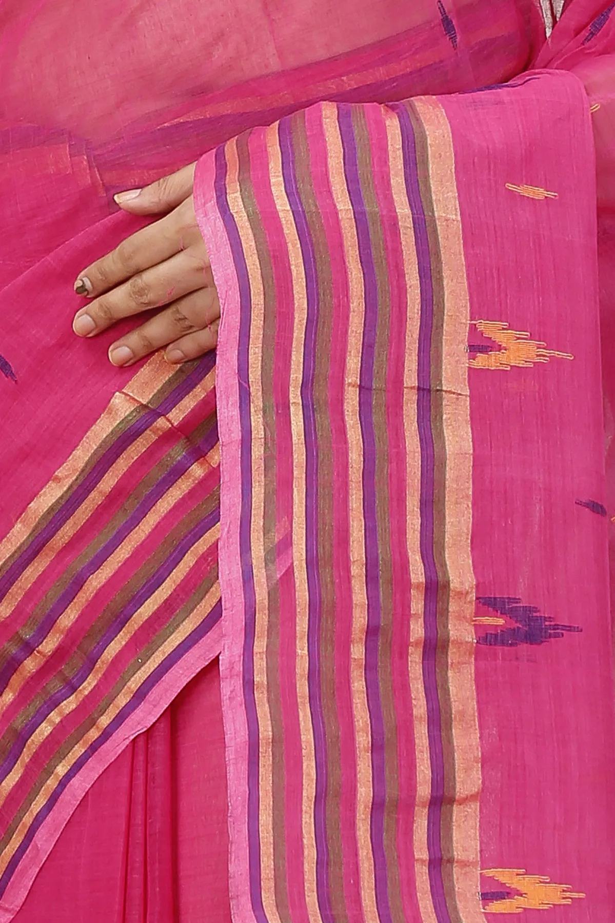 DipDiya Pure Cotton Pink mena Bengal in Every Thread Tant Sarees