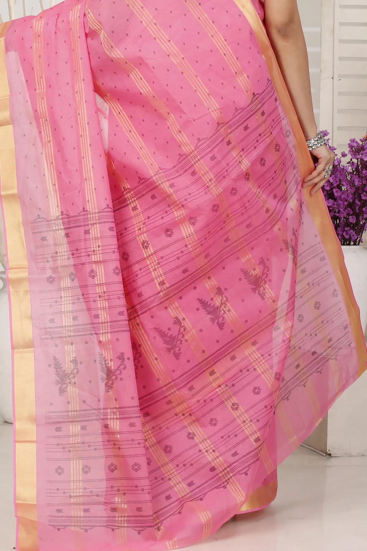 DipDiya Pure Cotton Pink Mera Crafted in Bengal Tant Sarees