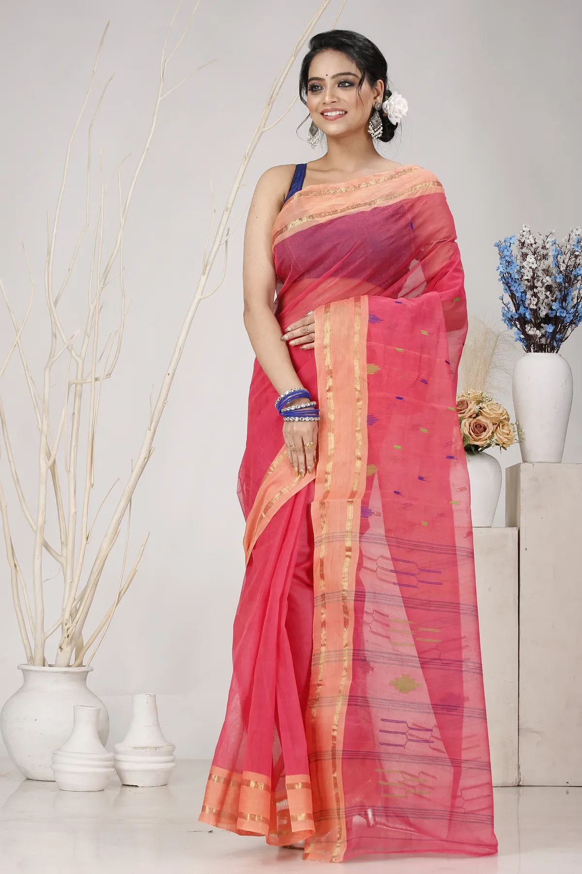 DipDiya Pure Cotton Pink Metu Bengal’s Legacy Tant Sarees