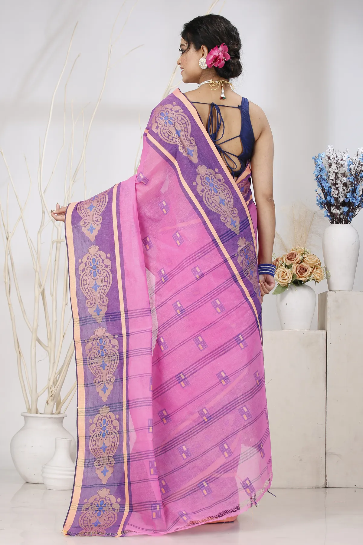 DipDiya Pure Cotton Pink Mitul Stories of Bengal Tant Sarees