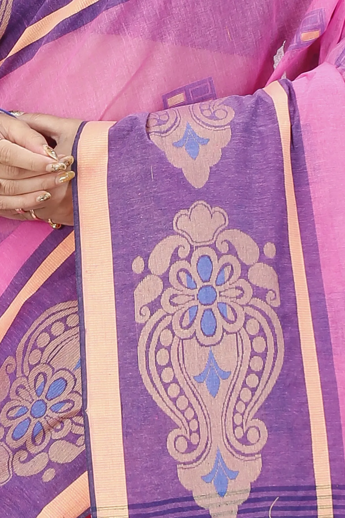 DipDiya Pure Cotton Pink Mitul Stories of Bengal Tant Sarees