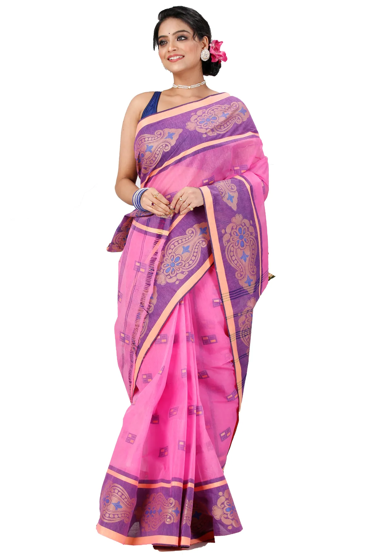 DipDiya Pure Cotton Pink Mitul Stories of Bengal Tant Sarees