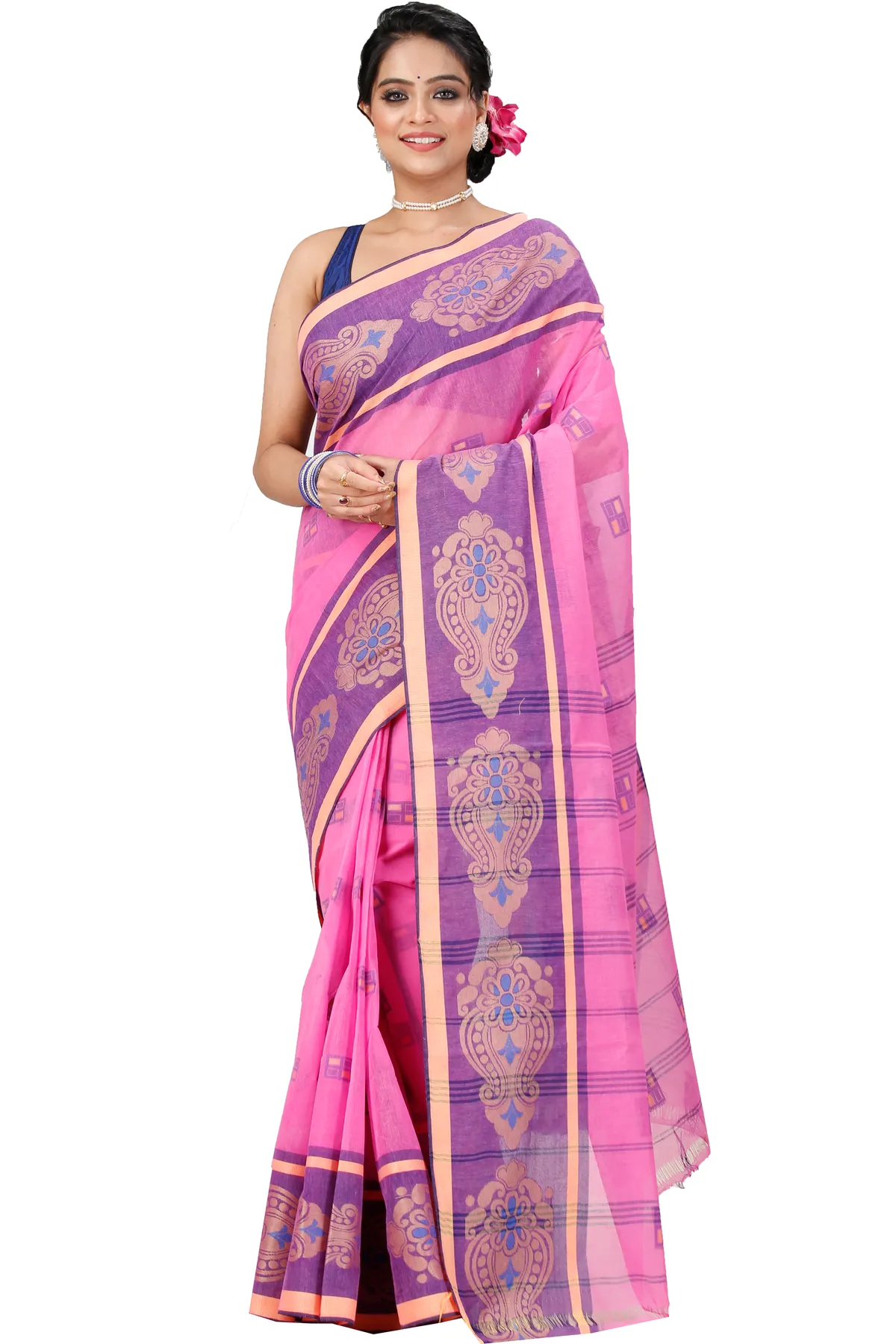 DipDiya Pure Cotton Pink Mitul Stories of Bengal Tant Sarees