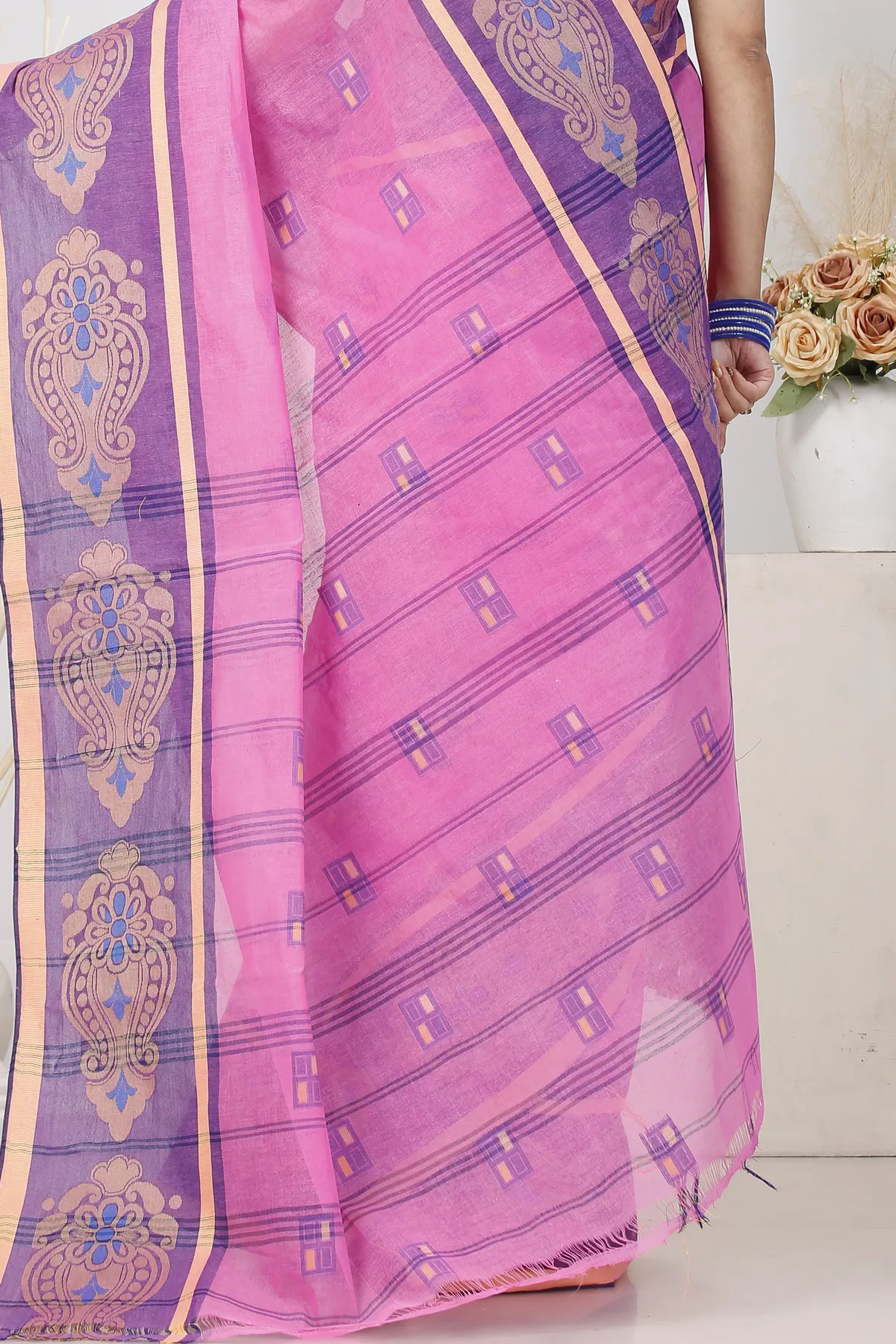 DipDiya Pure Cotton Pink Mitul Stories of Bengal Tant Sarees