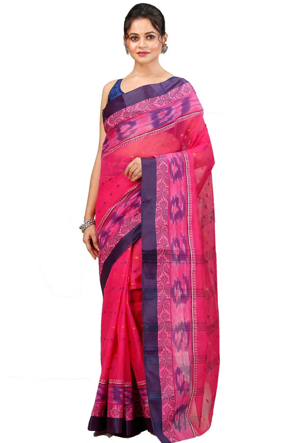 DipDiya Pure Cotton Pink Moli Handloom Heritage Tant Sarees
