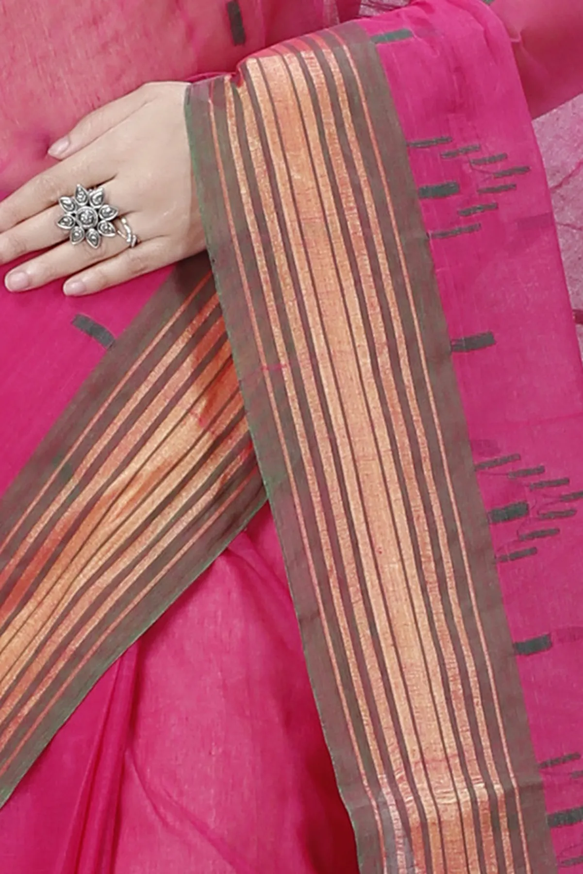 DipDiya Pure Cotton Pink Naman Timeless Elegance Tant Sarees