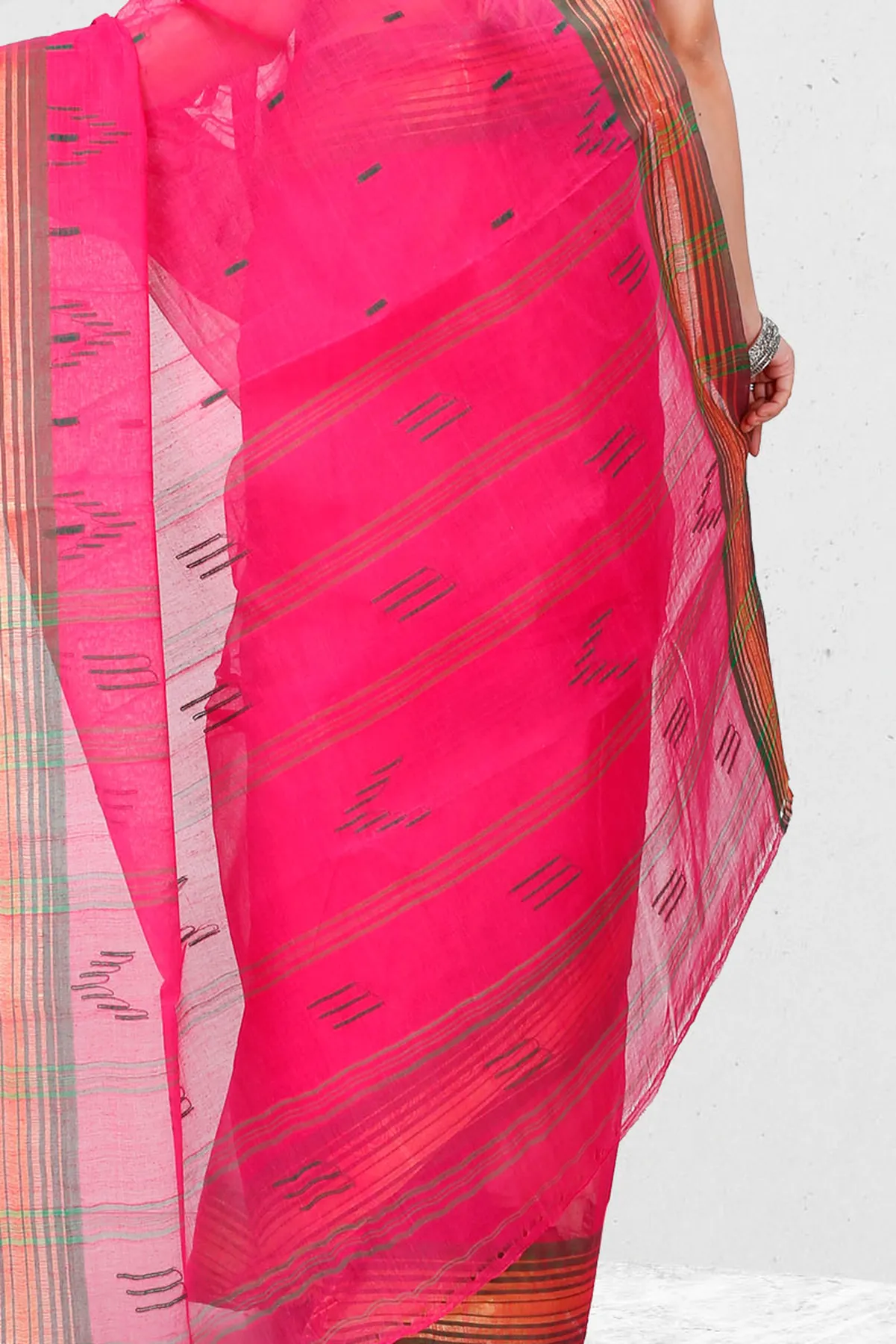 DipDiya Pure Cotton Pink Naman Timeless Elegance Tant Sarees