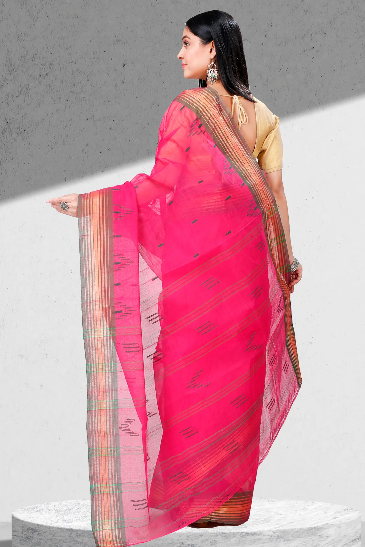 DipDiya Pure Cotton Pink Naman Timeless Elegance Tant Sarees