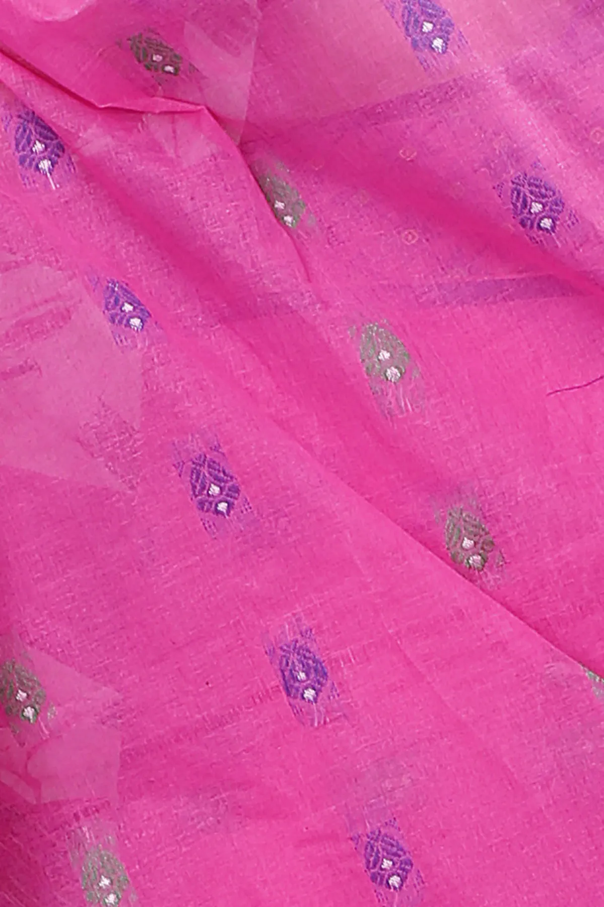 DipDiya Pure Cotton Pink Reese Woven with Tradition Tant Sarees