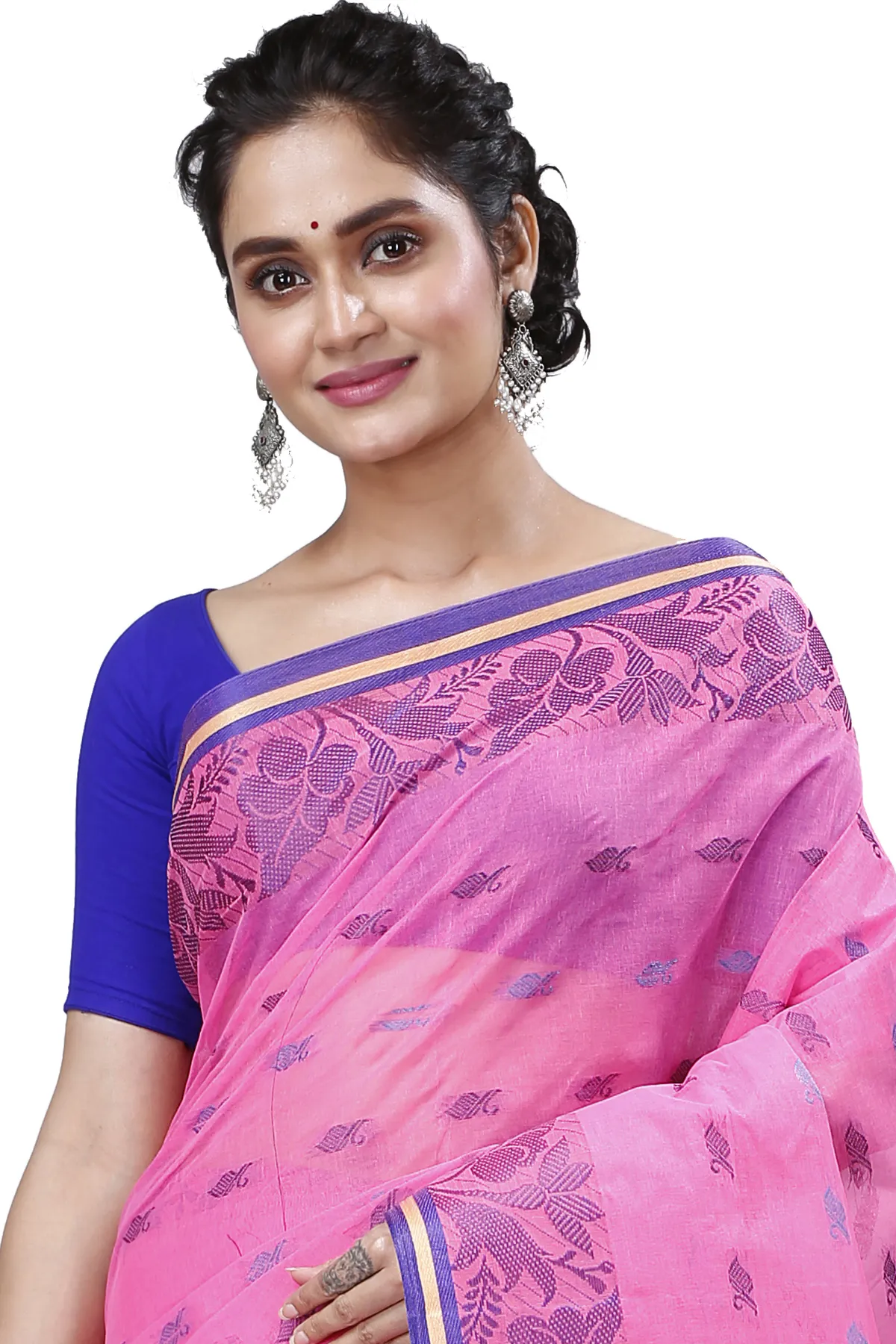 DipDiya Pure Cotton Pink Rothika Weaves with a Story Tant Sarees