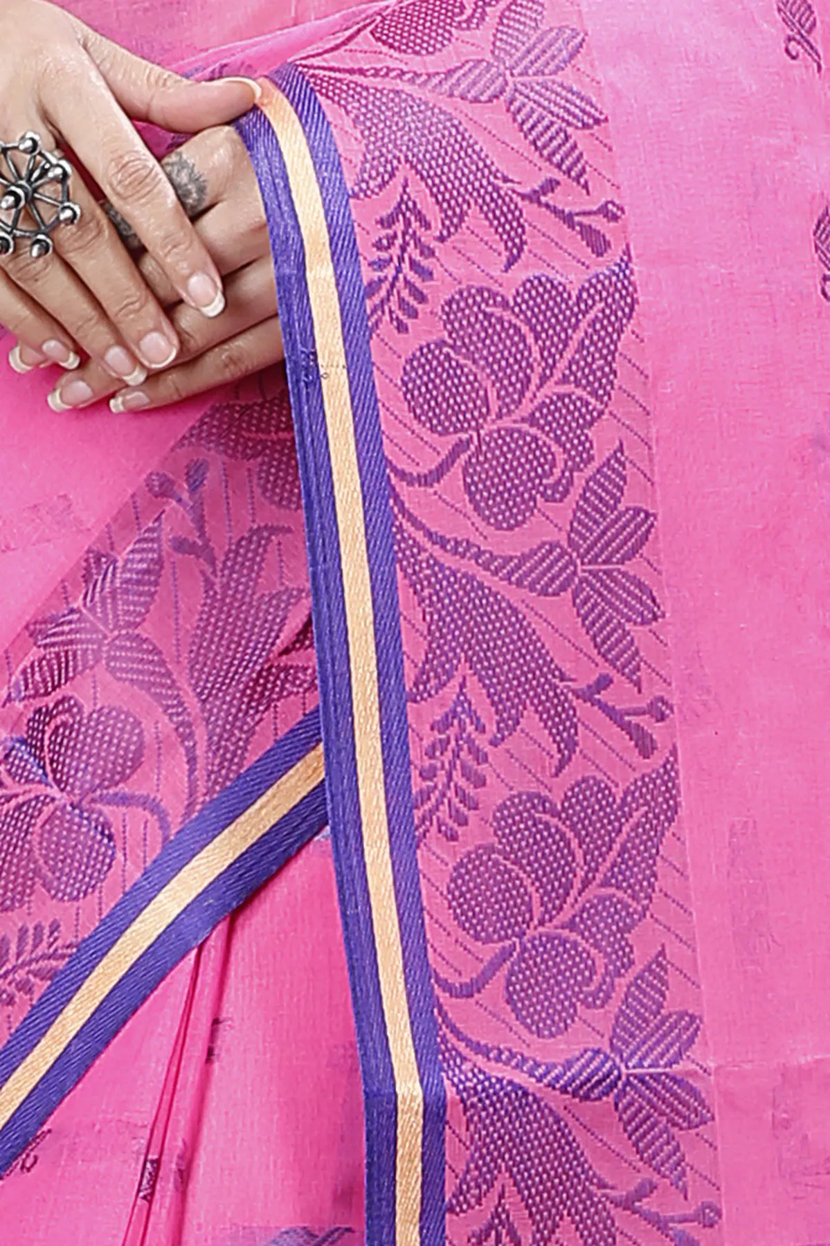 DipDiya Pure Cotton Pink Rothika Weaves with a Story Tant Sarees