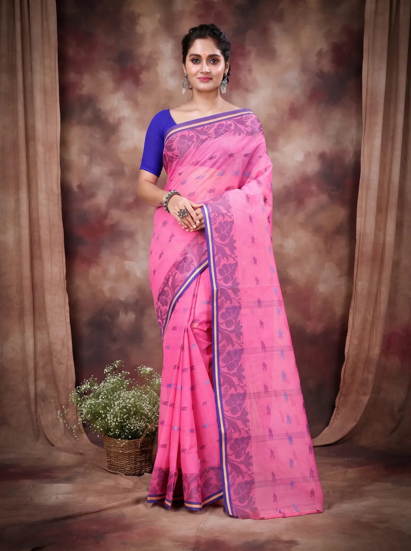 DipDiya Pure Cotton Pink Rothika Weaves with a Story Tant Sarees