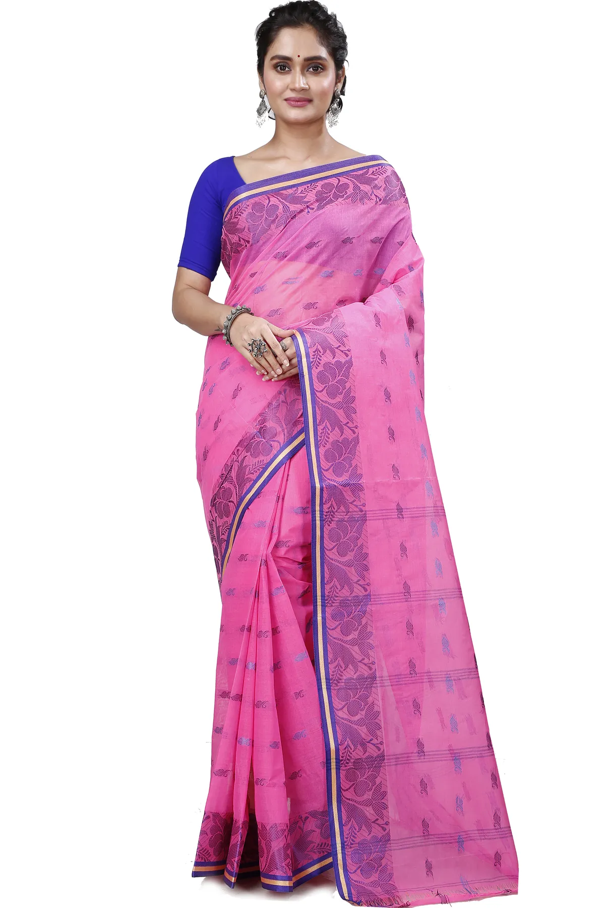 DipDiya Pure Cotton Pink Rothika Weaves with a Story Tant Sarees