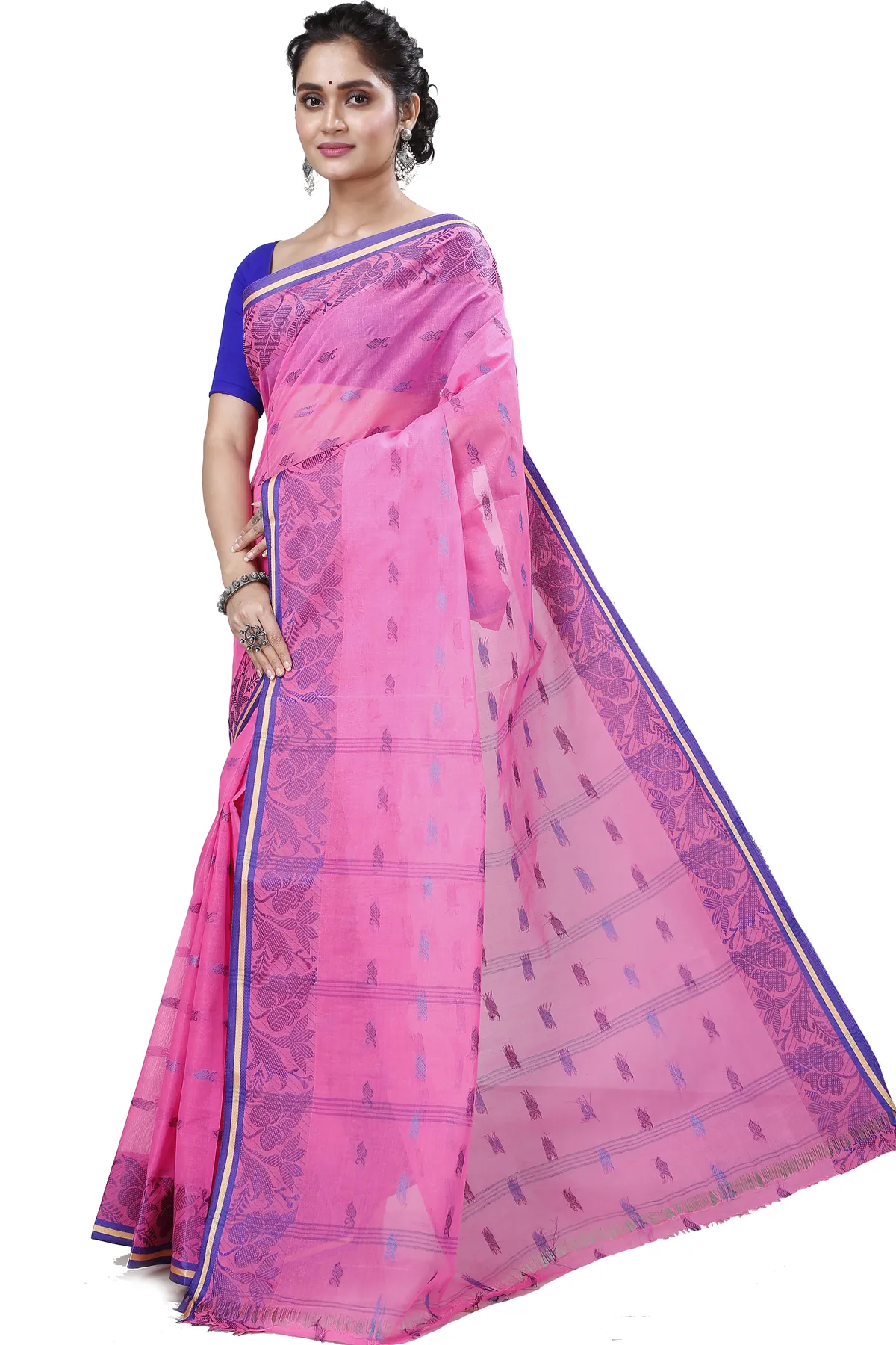 DipDiya Pure Cotton Pink Rothika Weaves with a Story Tant Sarees