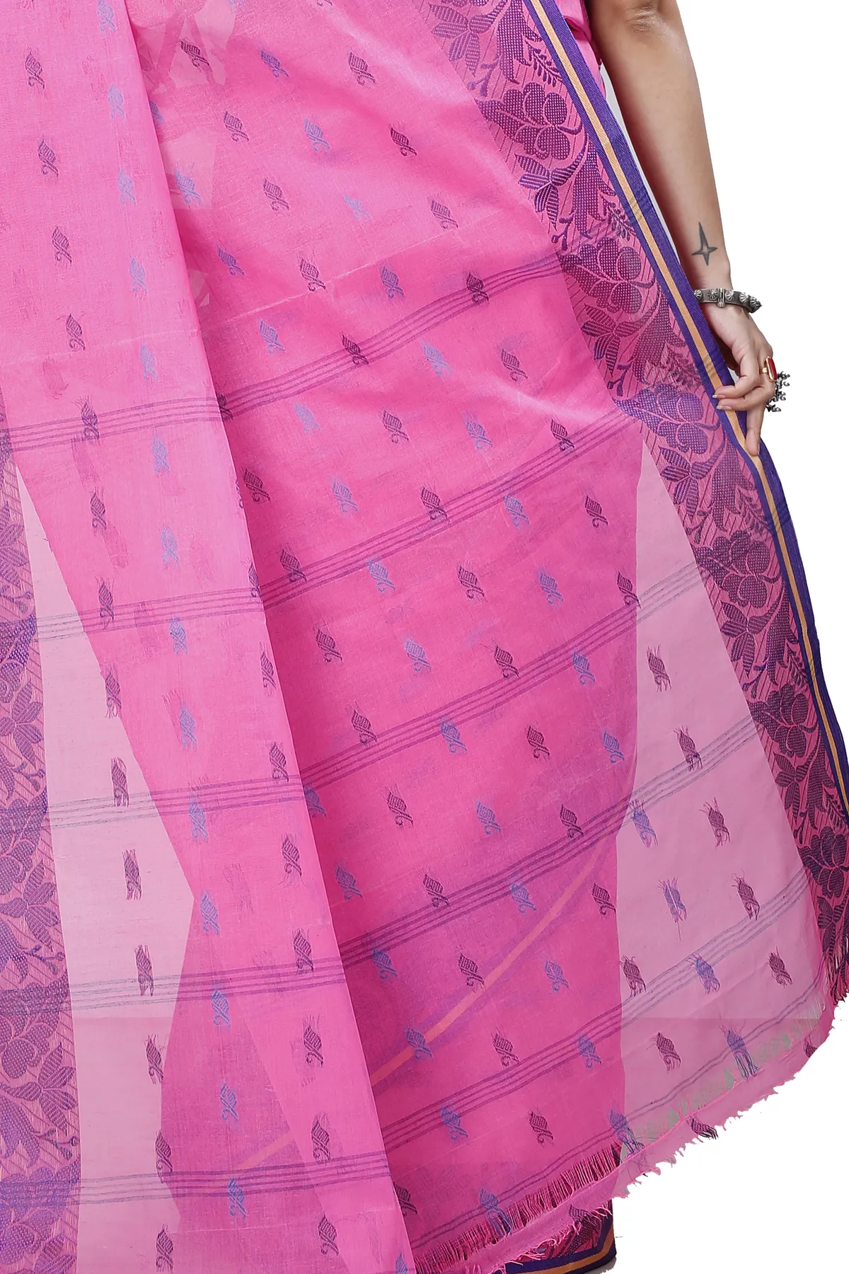 DipDiya Pure Cotton Pink Rothika Weaves with a Story Tant Sarees