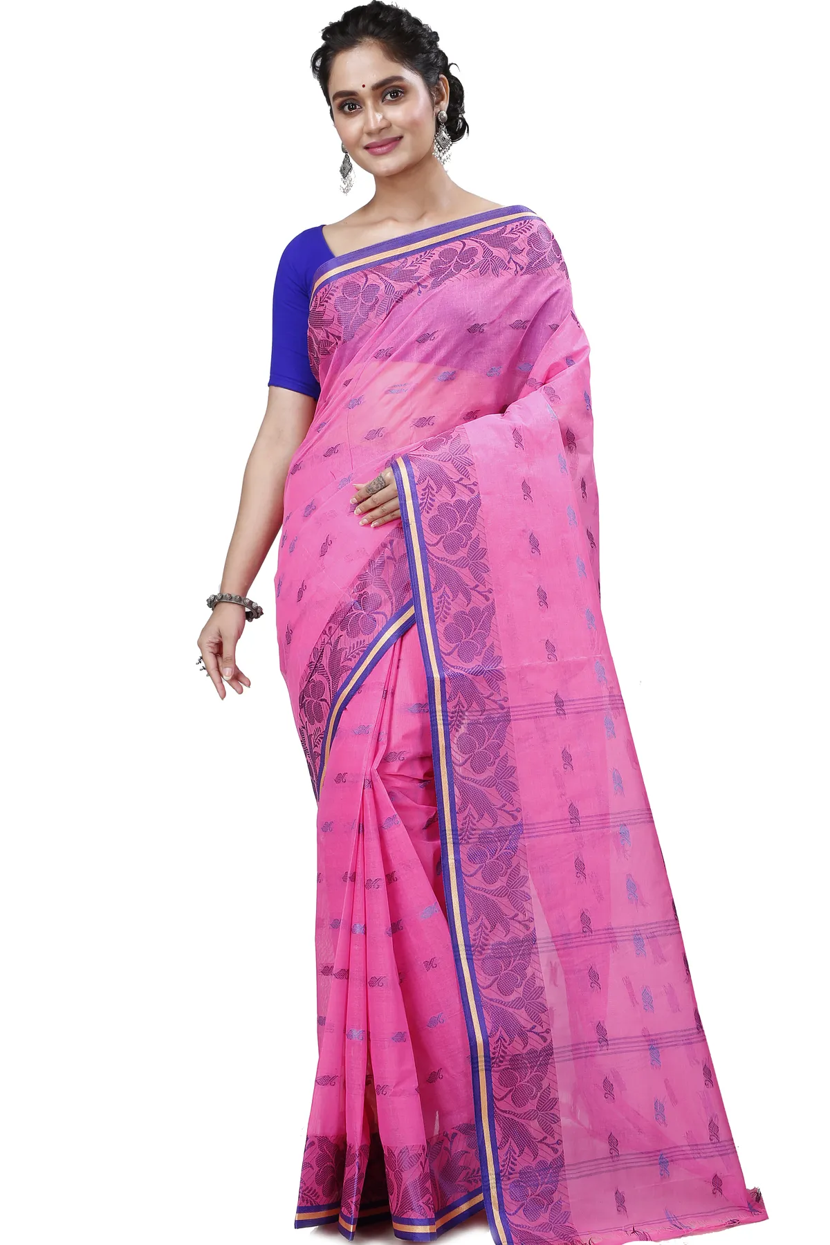 DipDiya Pure Cotton Pink Rothika Weaves with a Story Tant Sarees