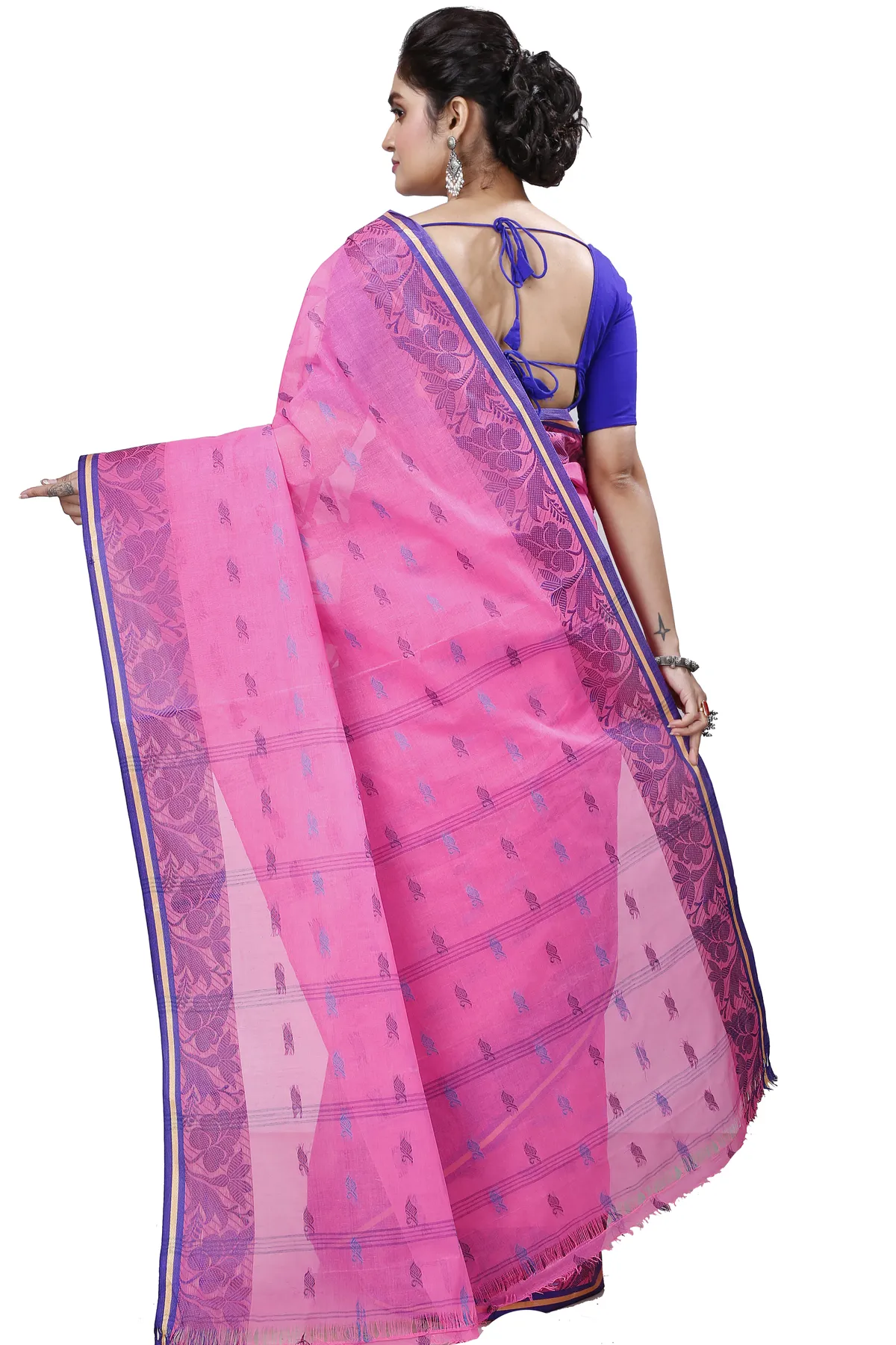 DipDiya Pure Cotton Pink Rothika Weaves with a Story Tant Sarees