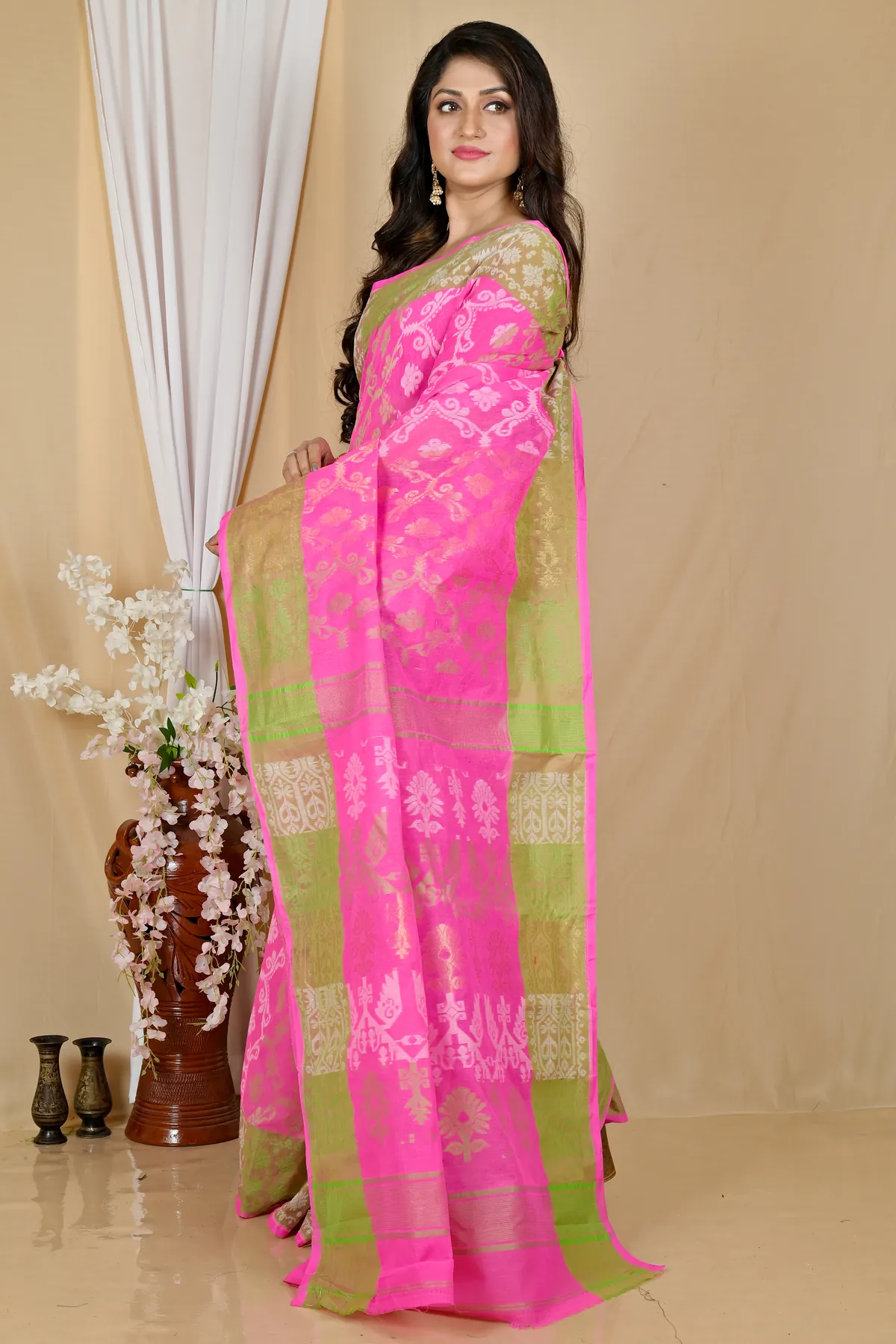 DipDiya Pure Cotton Pink Semata Grace of Bengal Tant Sarees