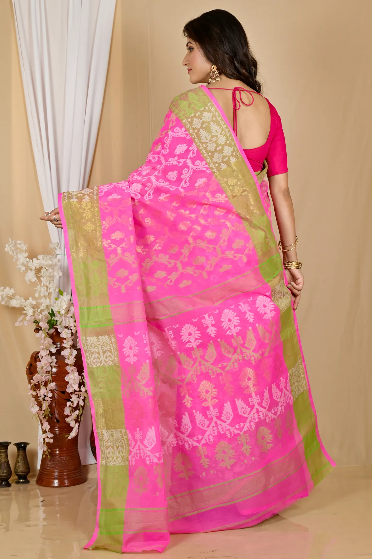 DipDiya Pure Cotton Pink Semata Grace of Bengal Tant Sarees
