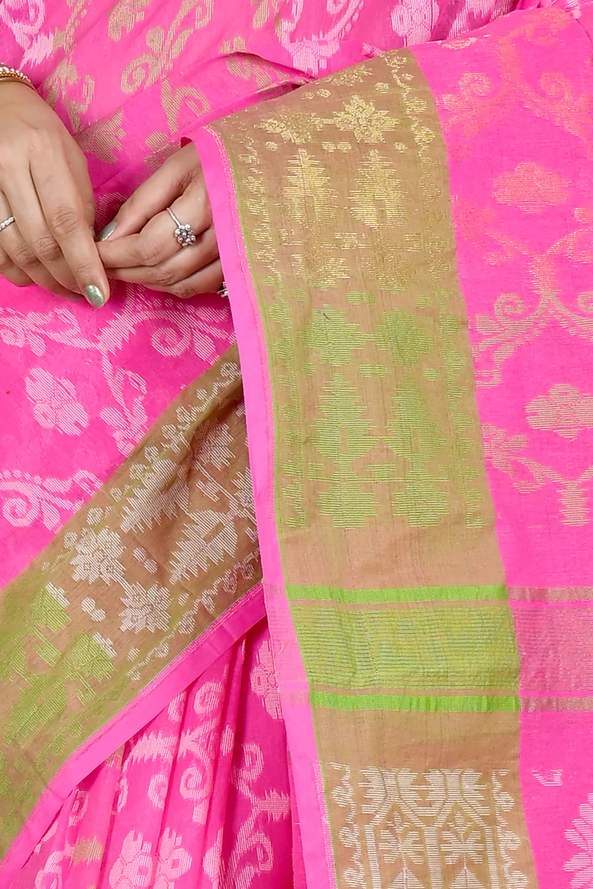 DipDiya Pure Cotton Pink Semata Grace of Bengal Tant Sarees