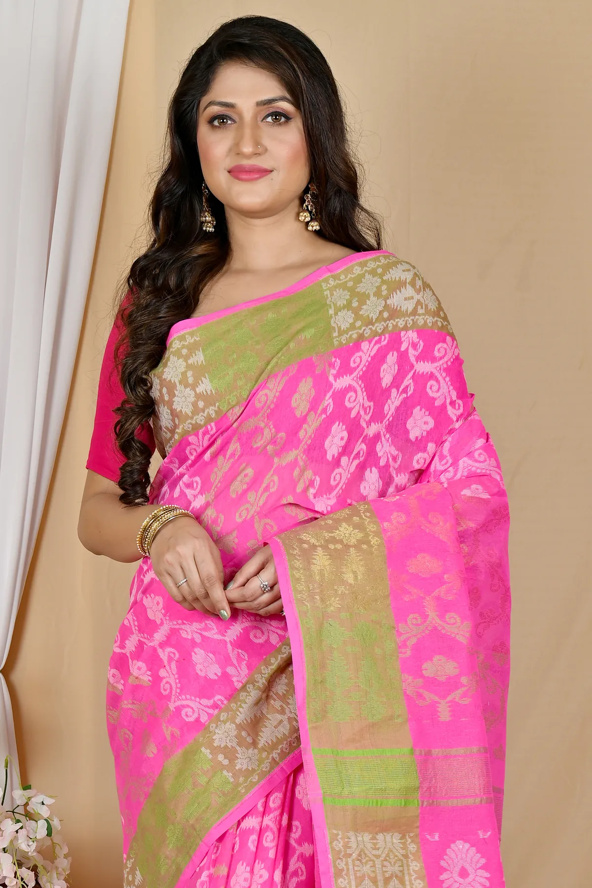 DipDiya Pure Cotton Pink Semata Grace of Bengal Tant Sarees