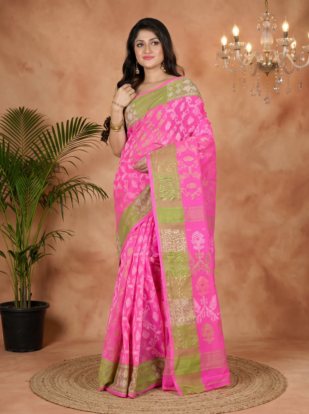 DipDiya Pure Cotton Pink Semata Grace of Bengal Tant Sarees