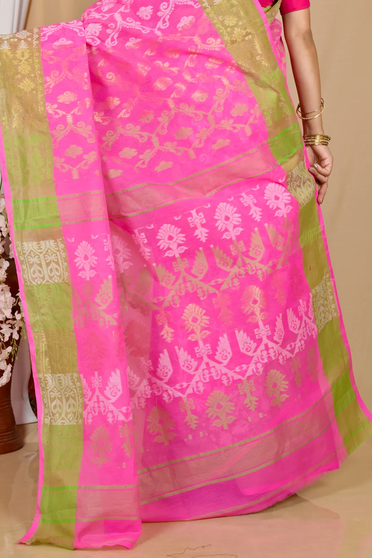 DipDiya Pure Cotton Pink Semata Grace of Bengal Tant Sarees