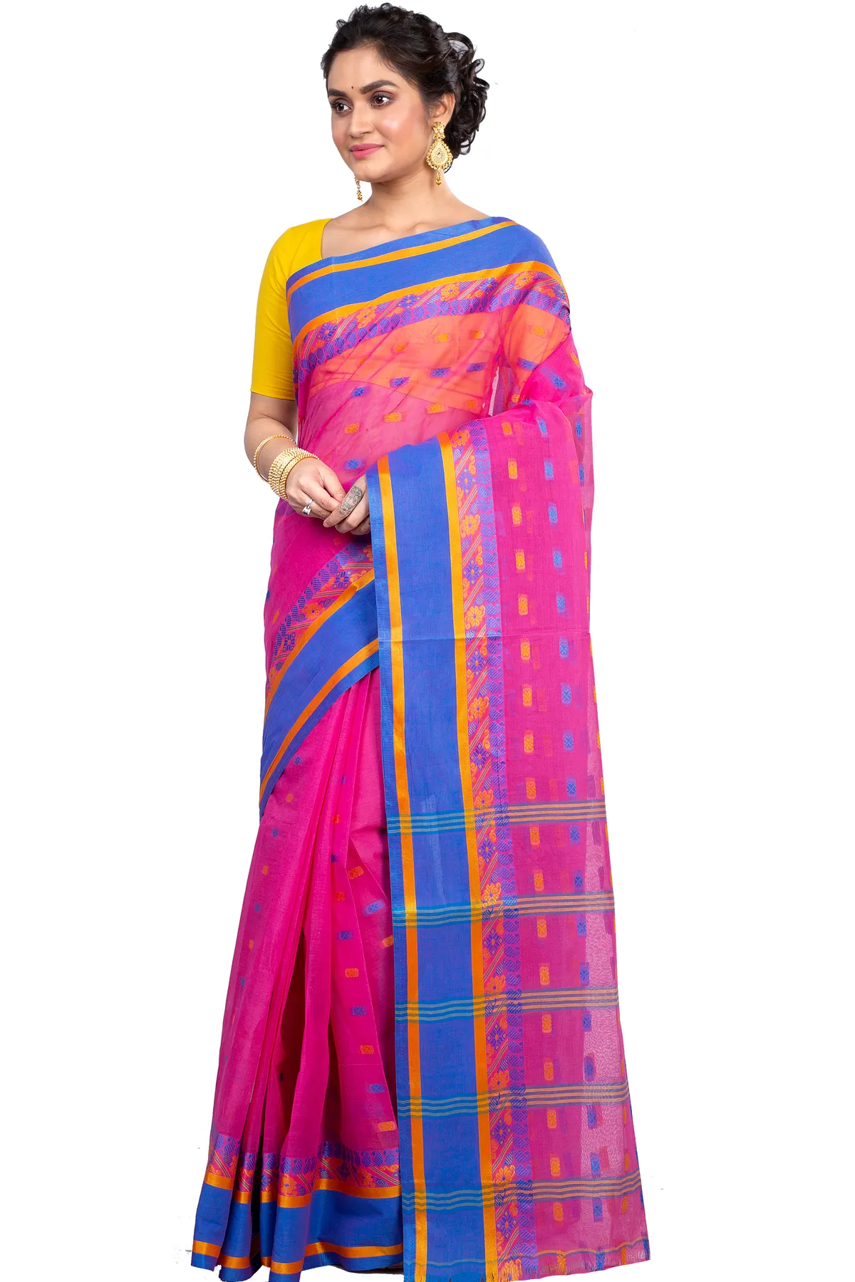 DipDiya Pure Cotton Pink ToraPar Bengal in Every Thread Tant Sarees