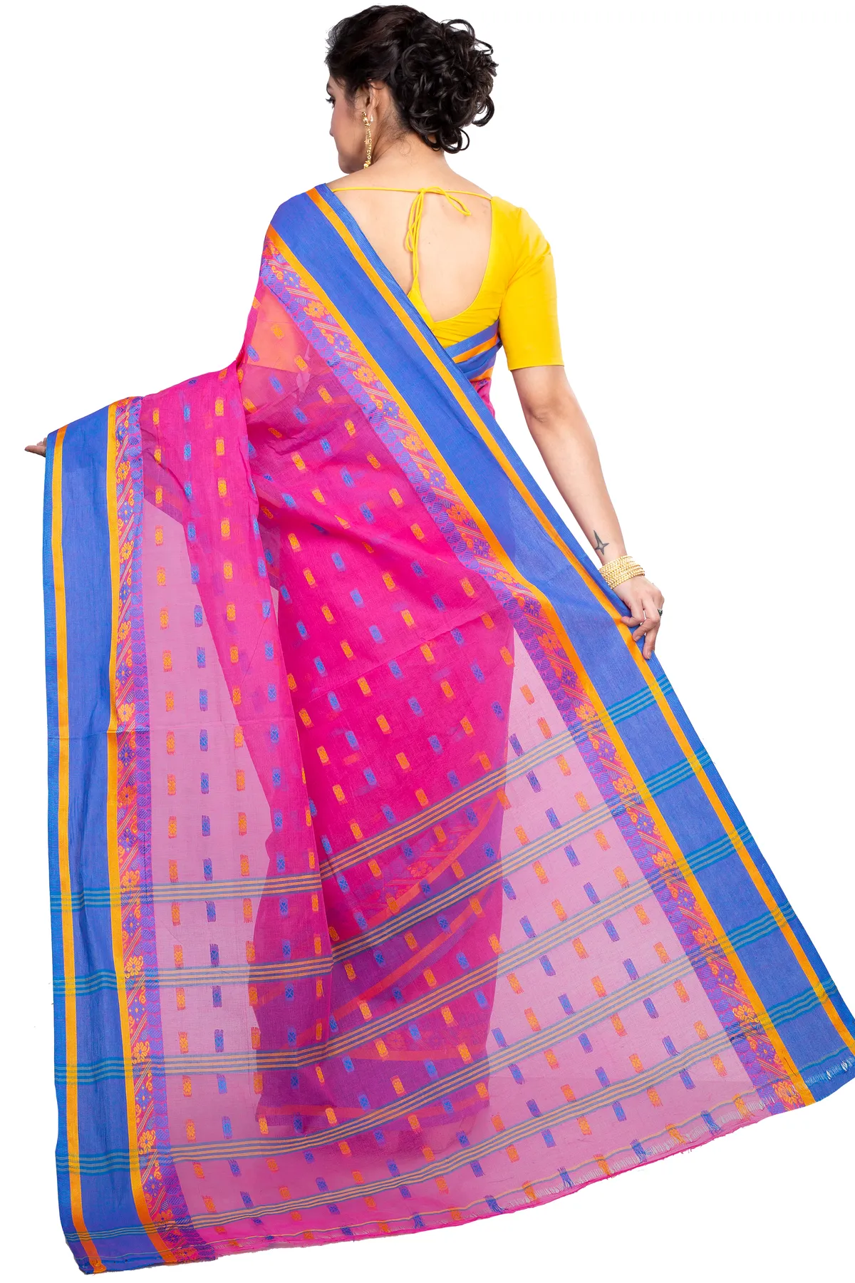 DipDiya Pure Cotton Pink ToraPar Bengal in Every Thread Tant Sarees