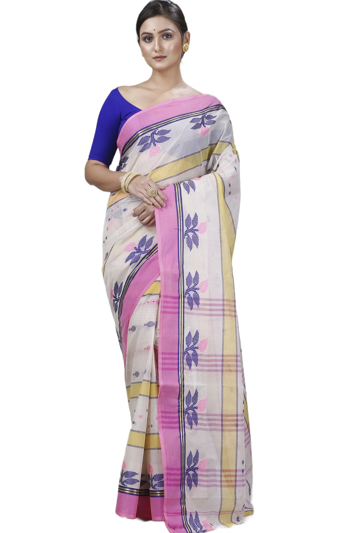 DipDiya Pure Cotton Pink Udichi Heritage of Bengal Tant Sarees