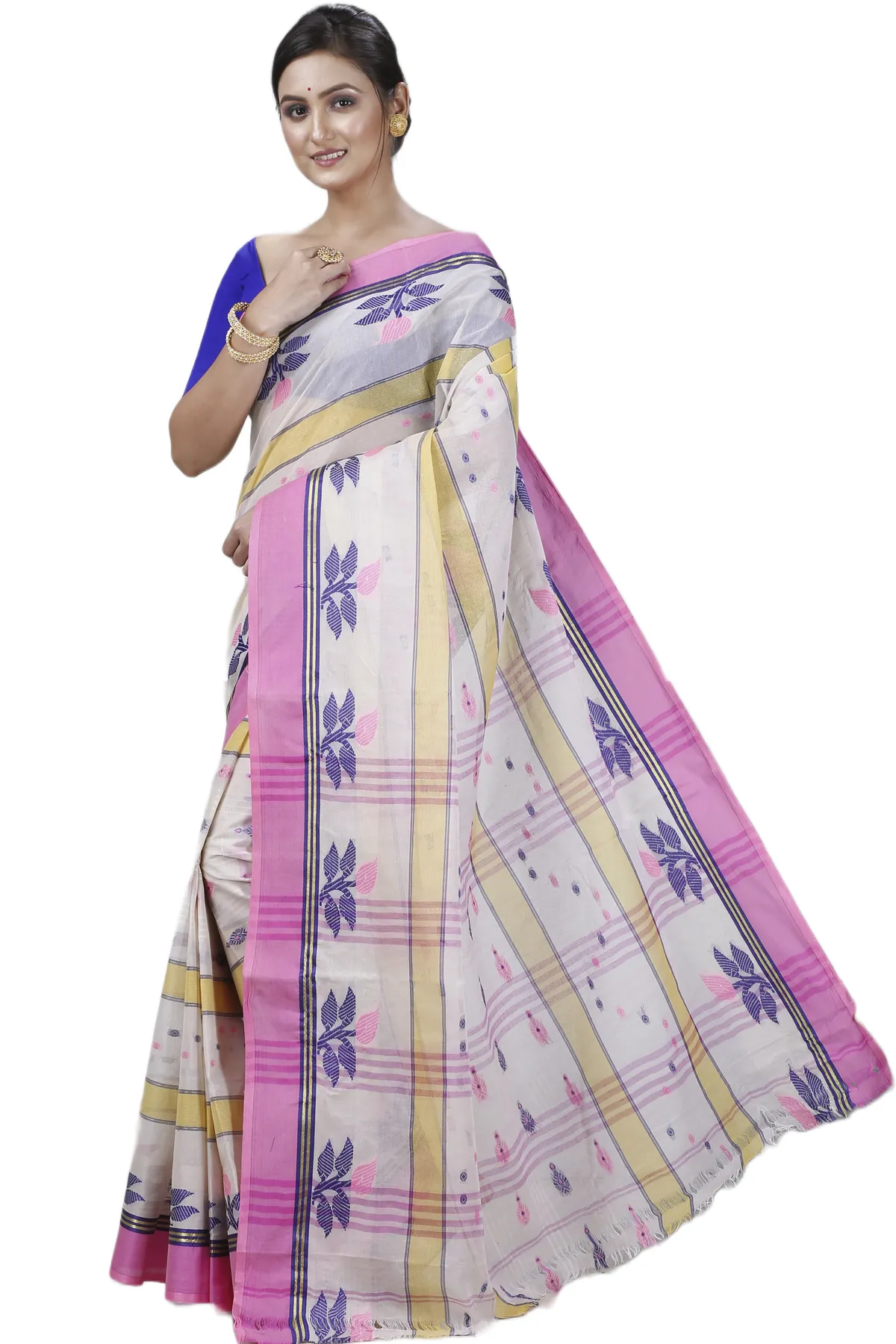 DipDiya Pure Cotton Pink Udichi Heritage of Bengal Tant Sarees
