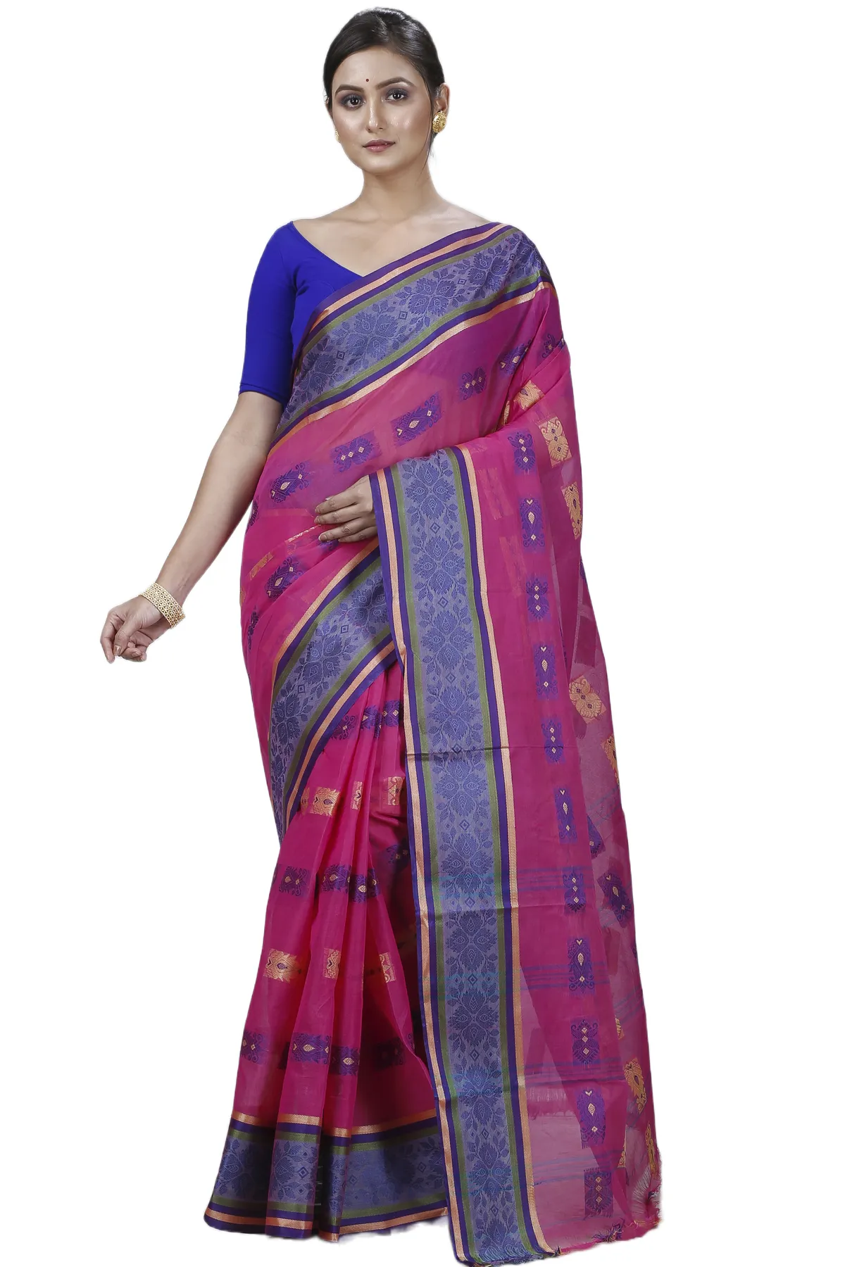 DipDiya Pure Cotton Pink Uditi Artisan Crafted Tant Sarees