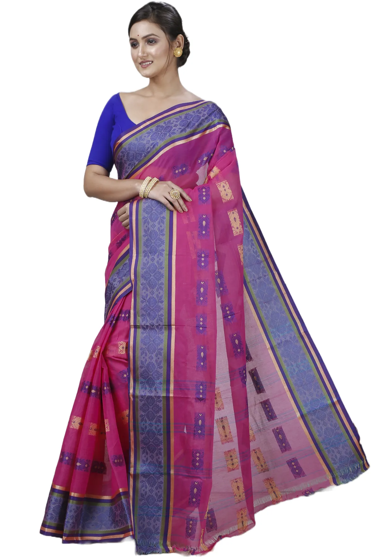 DipDiya Pure Cotton Pink Uditi Artisan Crafted Tant Sarees
