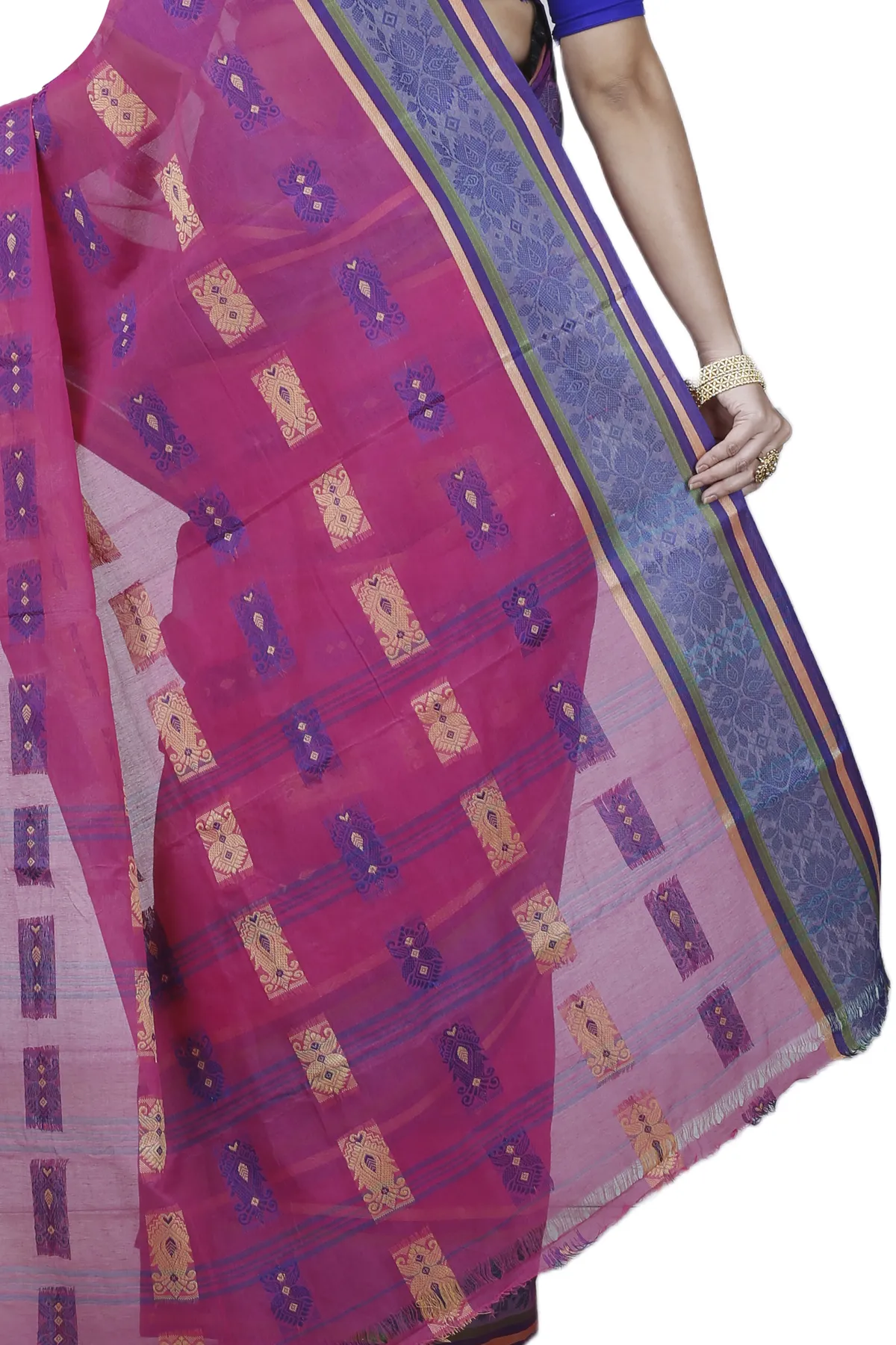 DipDiya Pure Cotton Pink Uditi Artisan Crafted Tant Sarees