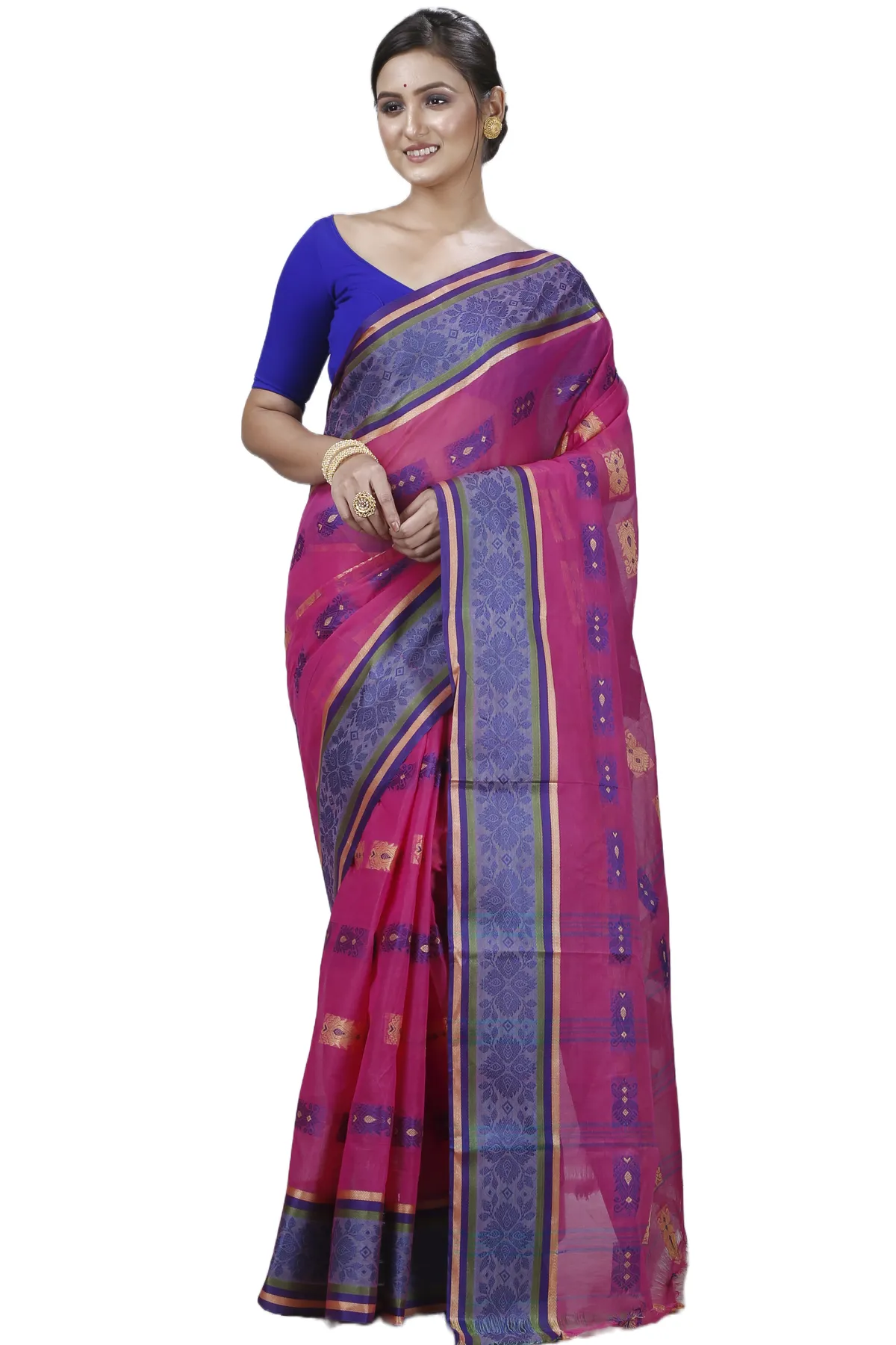 DipDiya Pure Cotton Pink Uditi Artisan Crafted Tant Sarees