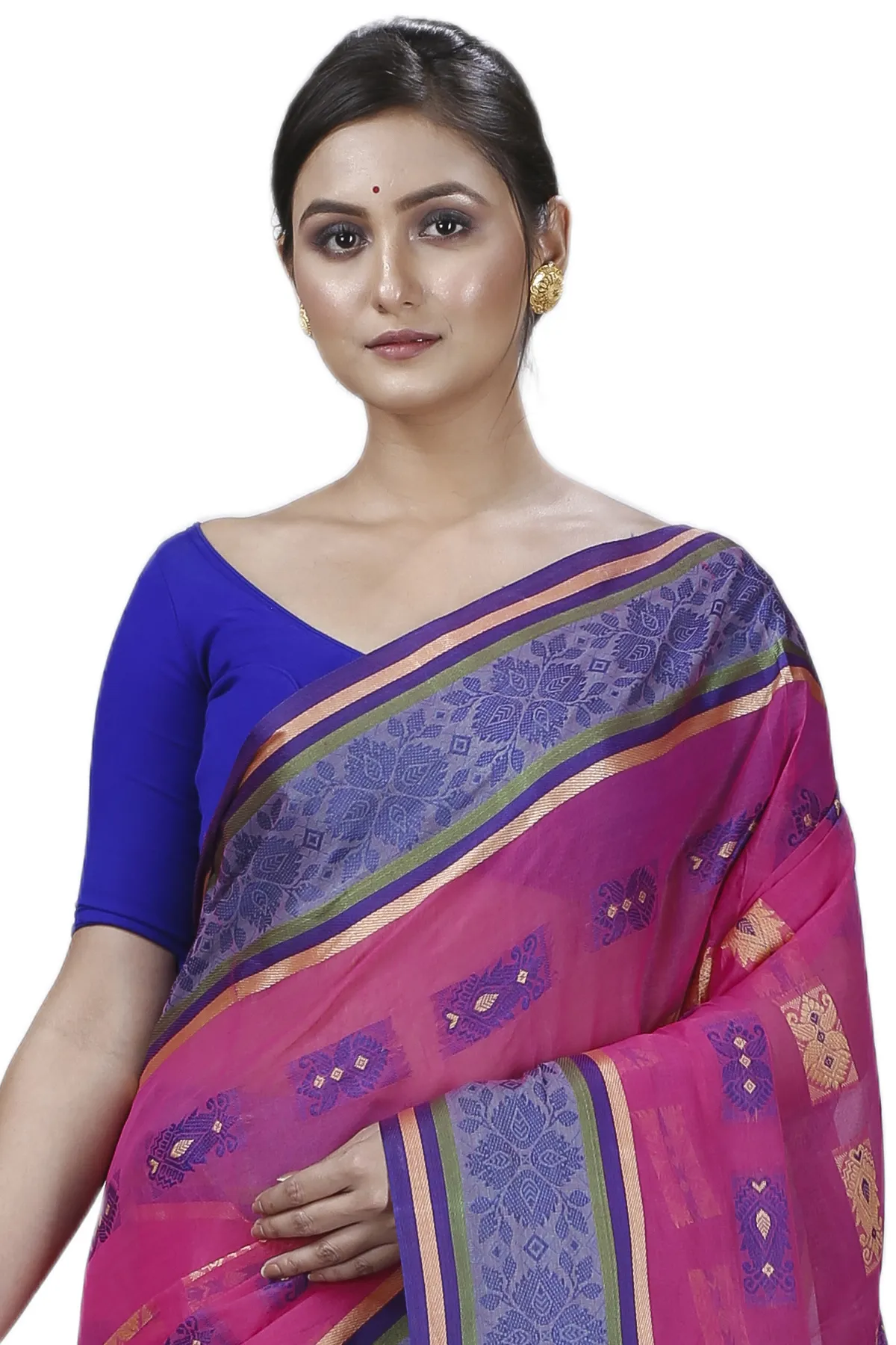DipDiya Pure Cotton Pink Uditi Artisan Crafted Tant Sarees