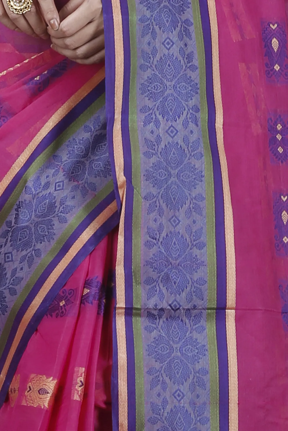 DipDiya Pure Cotton Pink Uditi Artisan Crafted Tant Sarees