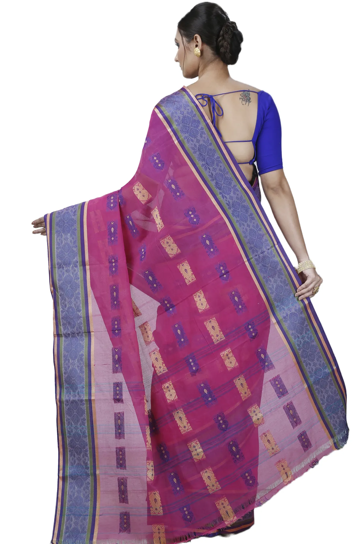 DipDiya Pure Cotton Pink Uditi Artisan Crafted Tant Sarees