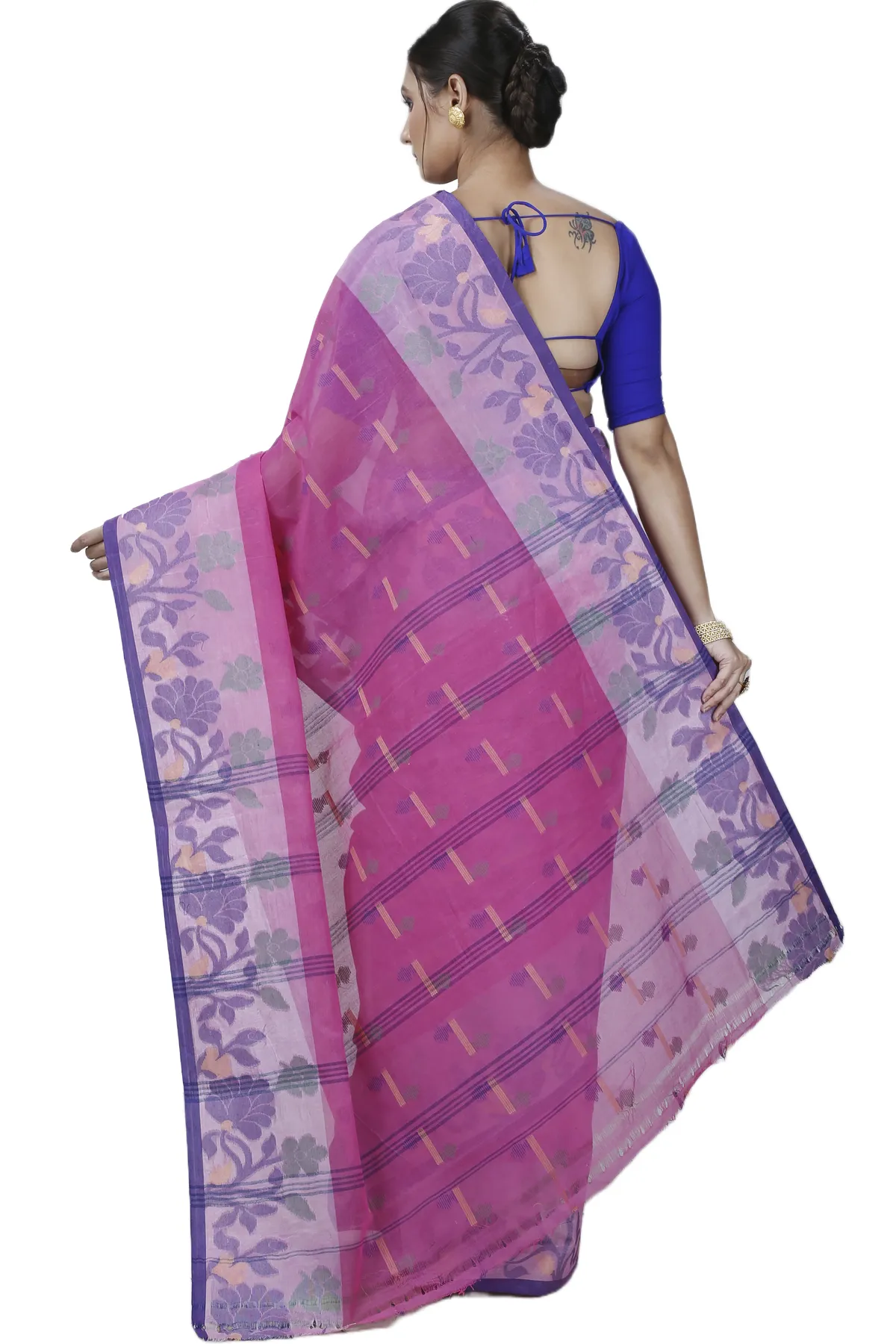 DipDiya Pure Cotton Pink Urva Classic Grace Tant Sarees