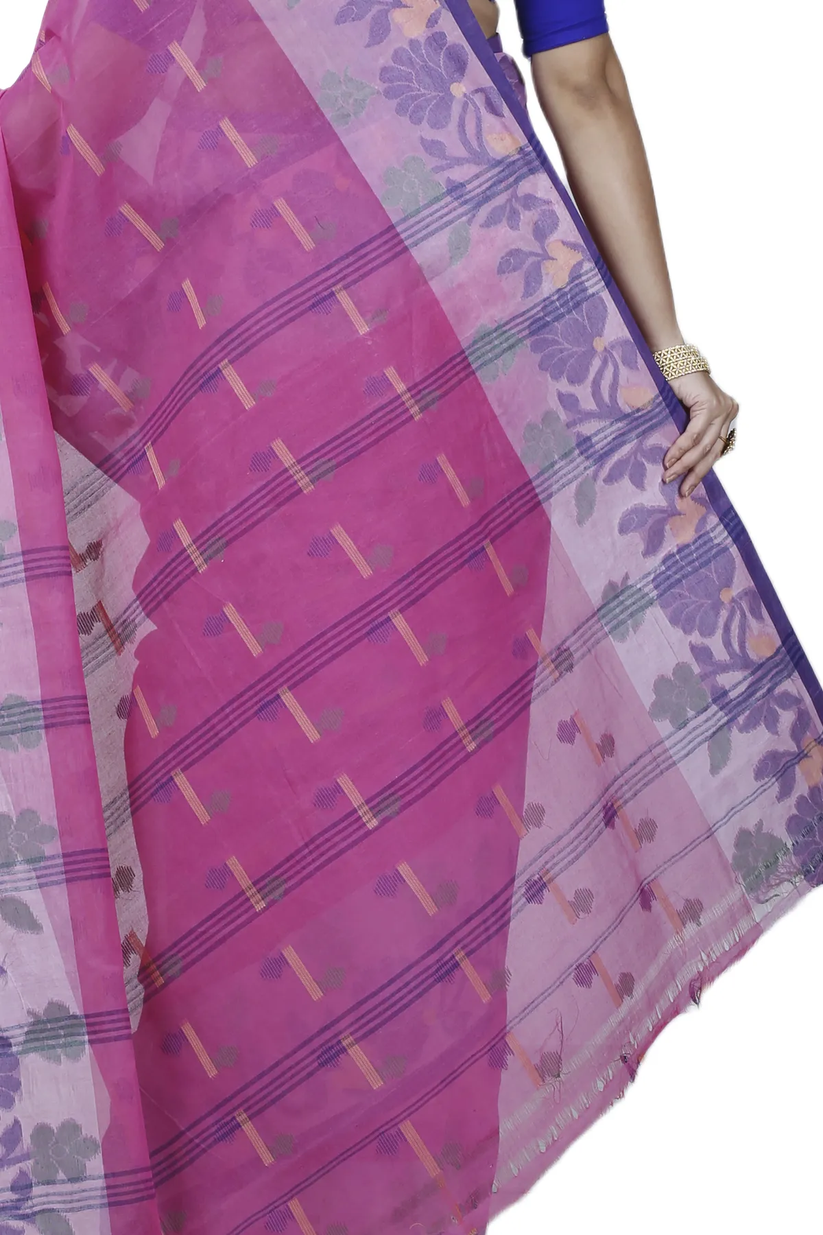 DipDiya Pure Cotton Pink Urva Classic Grace Tant Sarees