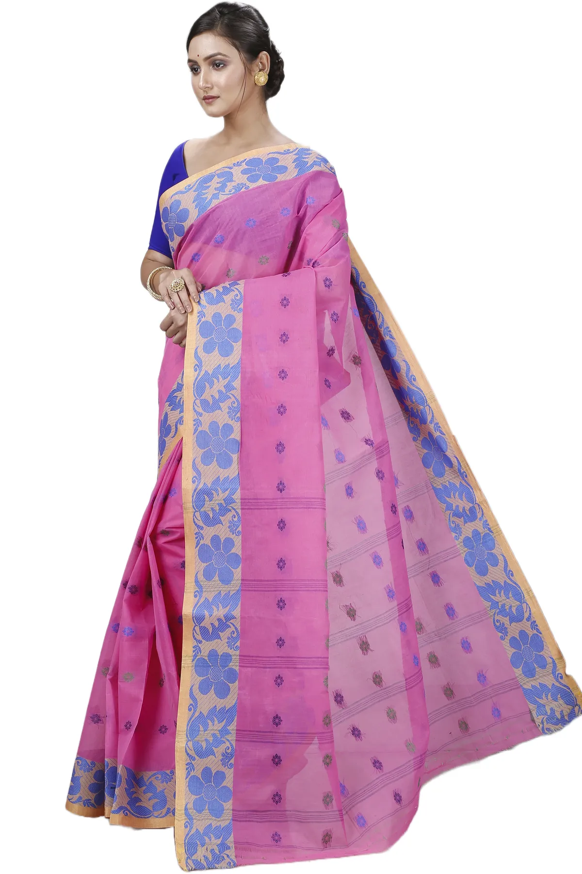 DipDiya Pure Cotton Pink Ushi Essence of Bengal Tant Sarees