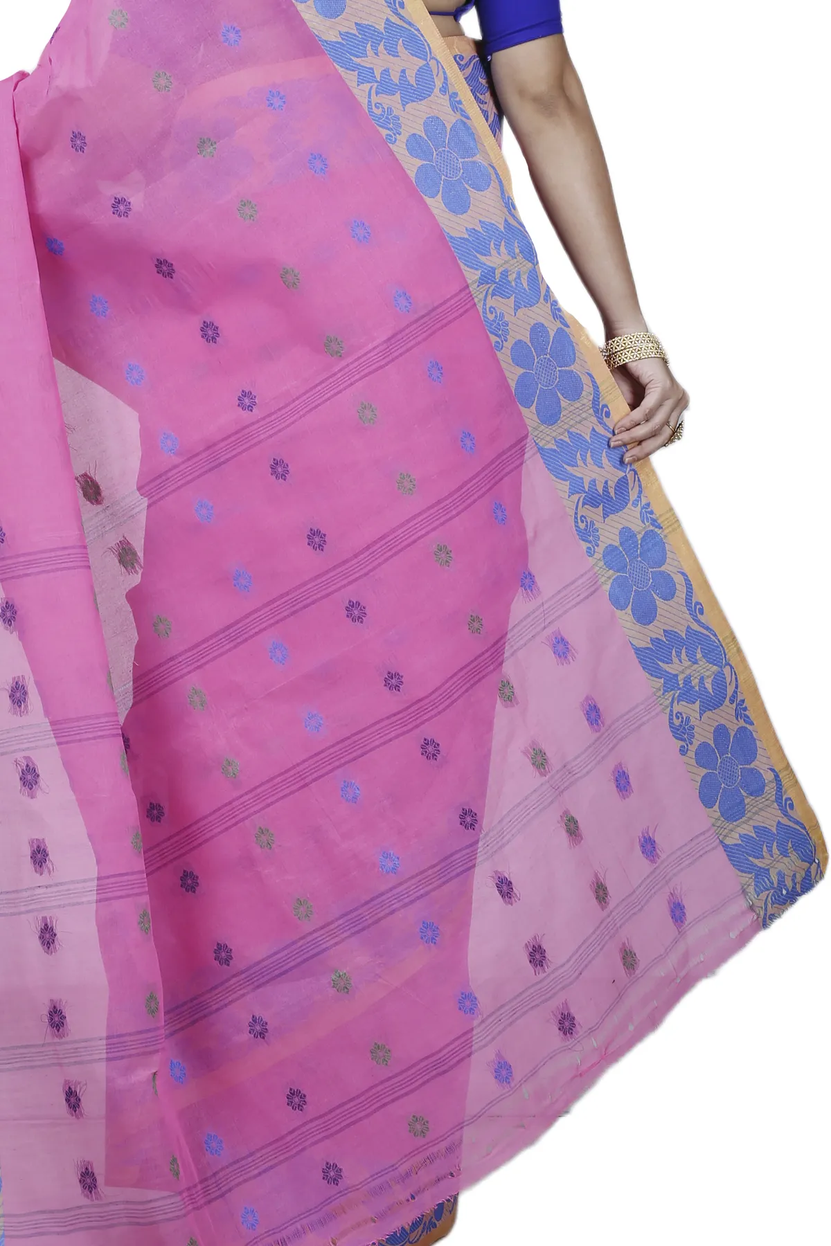 DipDiya Pure Cotton Pink Ushi Essence of Bengal Tant Sarees