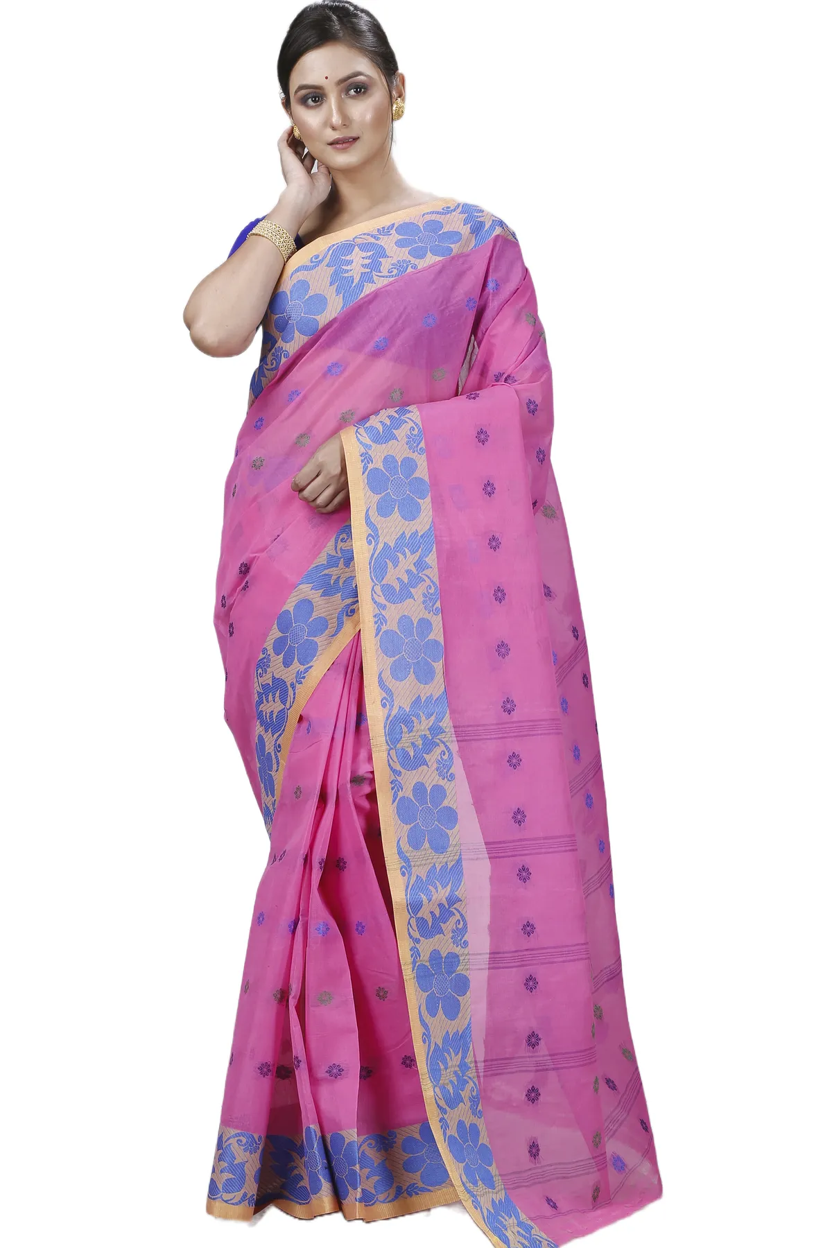 DipDiya Pure Cotton Pink Ushi Essence of Bengal Tant Sarees