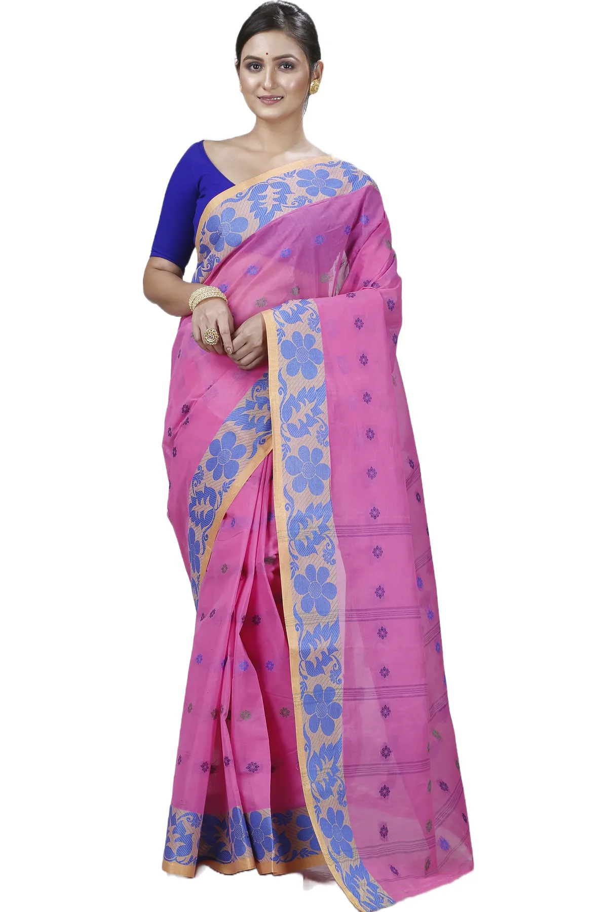 DipDiya Pure Cotton Pink Ushi Essence of Bengal Tant Sarees