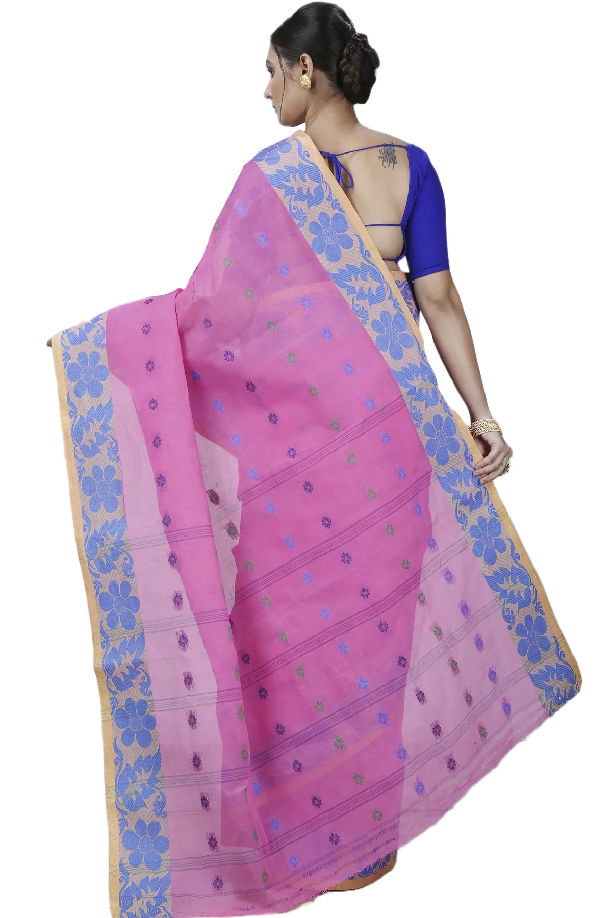 DipDiya Pure Cotton Pink Ushi Essence of Bengal Tant Sarees
