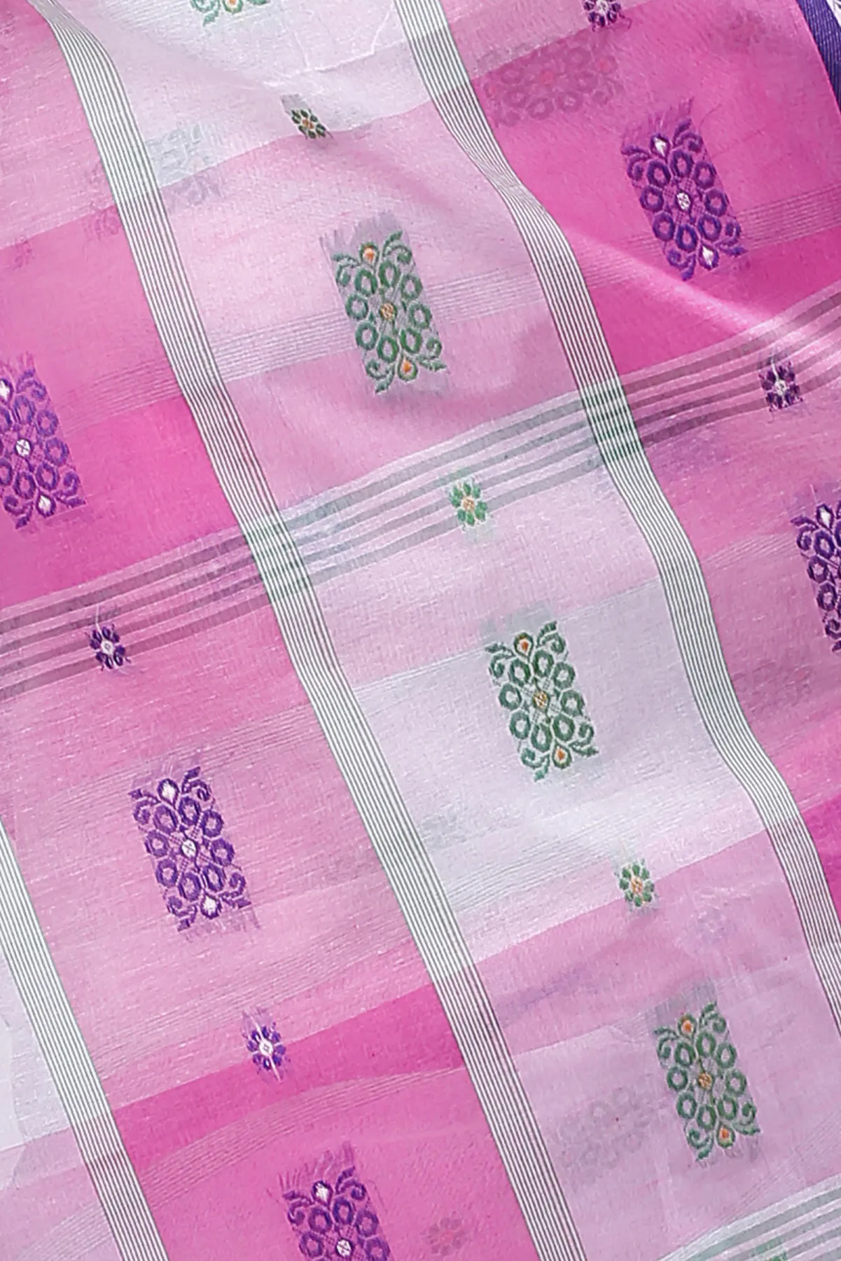 DipDiya Pure Cotton Pink White RajSahi Rooted in Bengal Tant Sarees