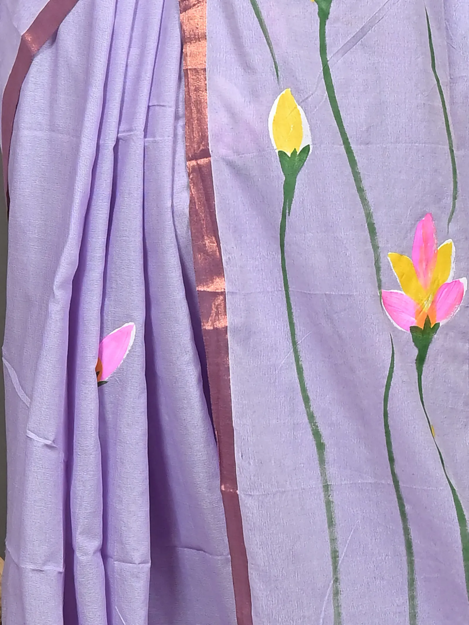 DipDiya Pure Cotton Purpel Norah Crafted with Soul Hand Painted Sarees