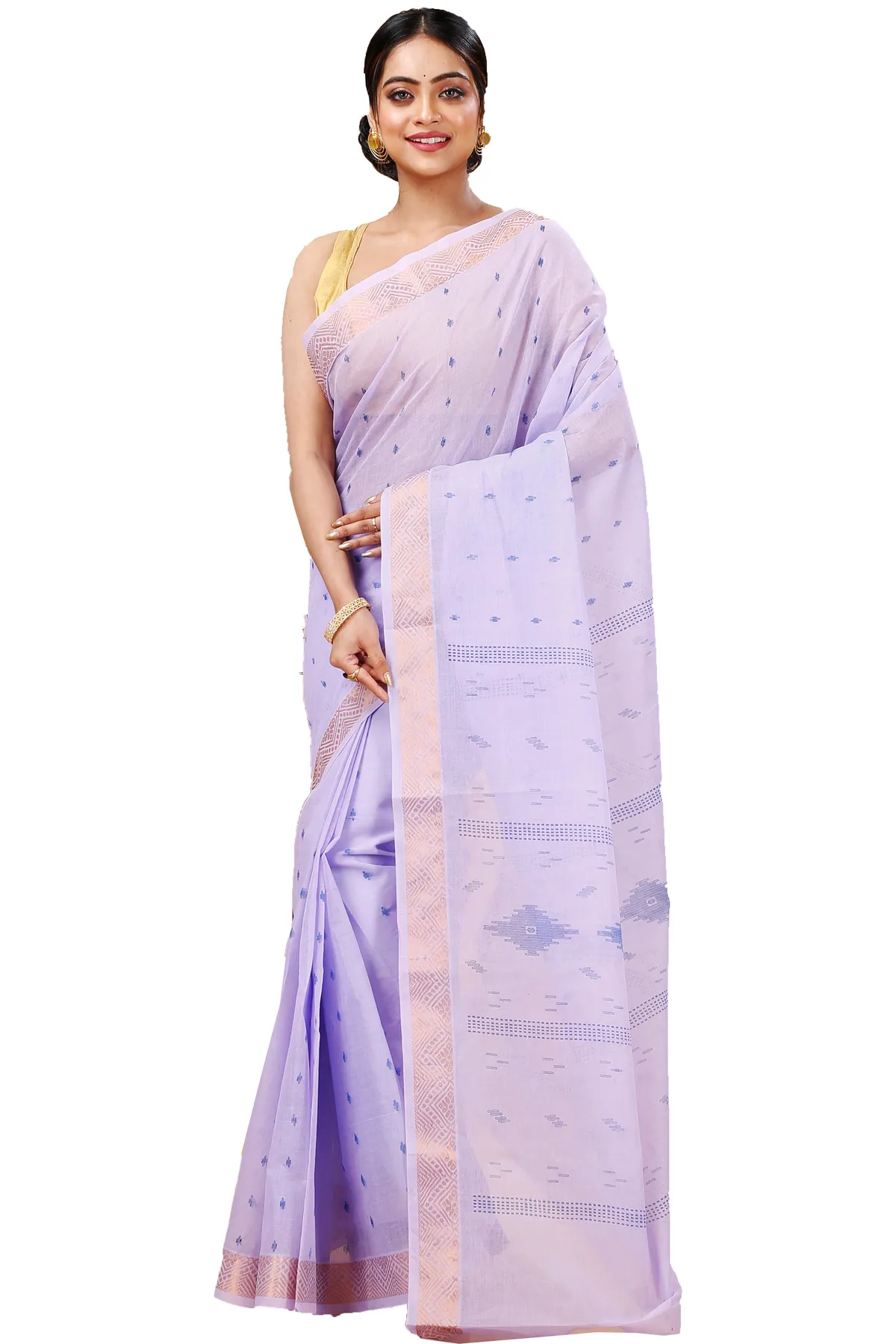 DipDiya Pure Cotton Purpel Porna Traditional Elegance Printed Tant Sarees