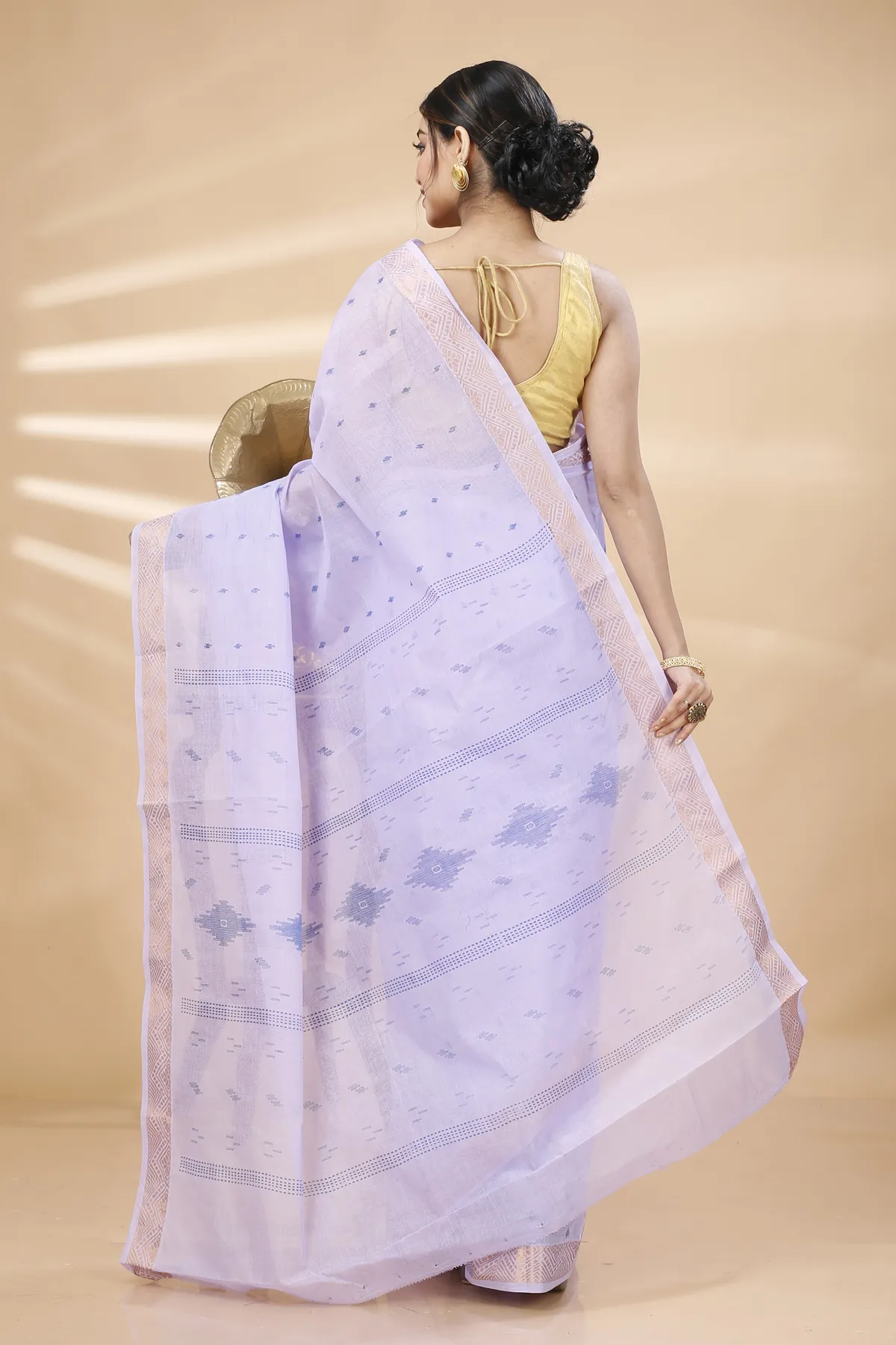 DipDiya Pure Cotton Purpel Porna Traditional Elegance Printed Tant Sarees