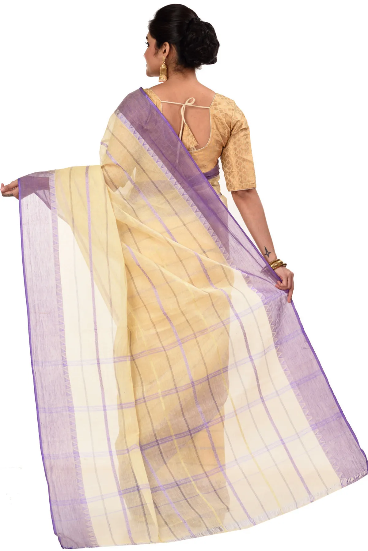 DipDiya Pure Cotton Purple Boysko Bengal’s Tradition Tant Sarees